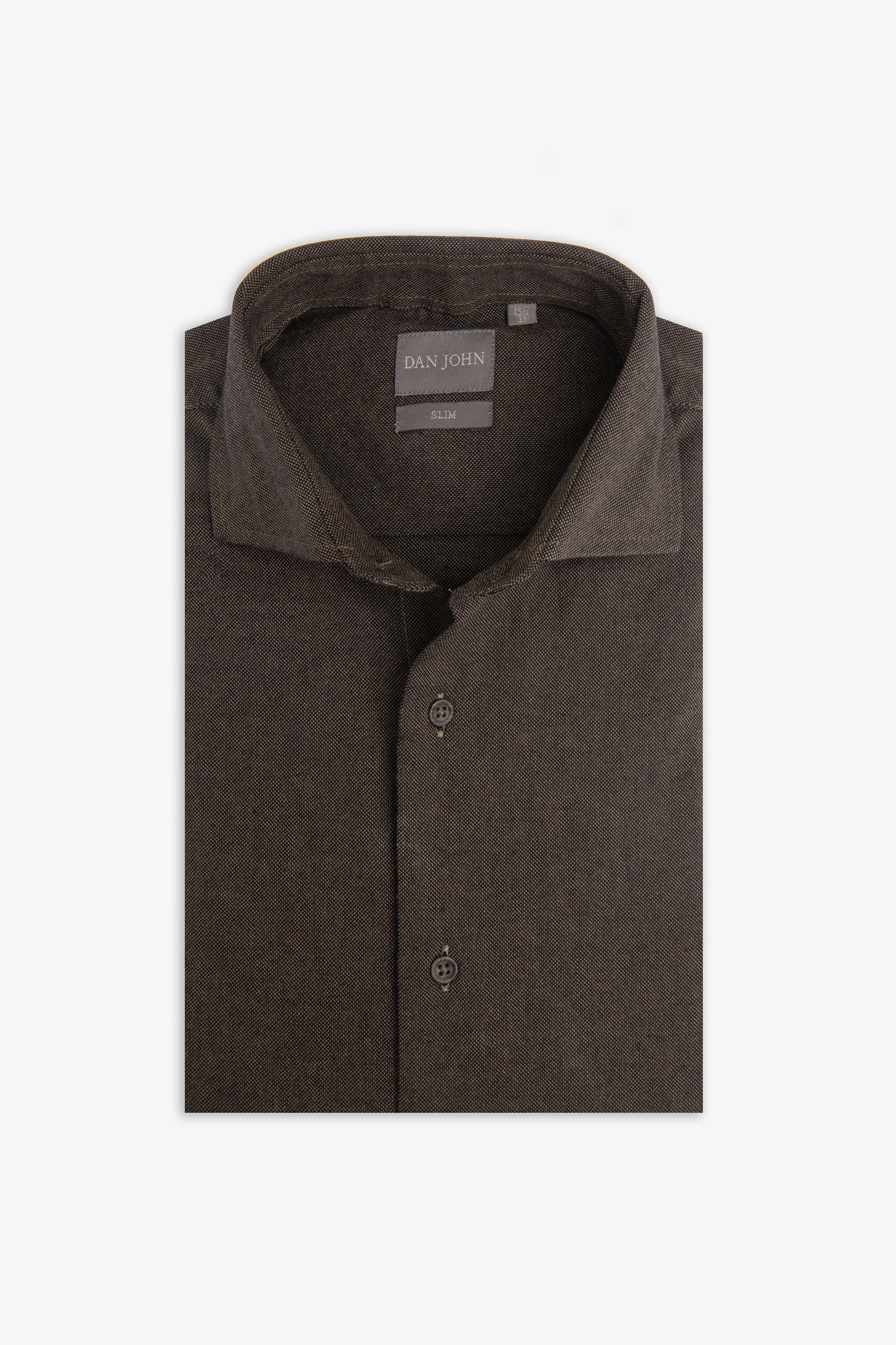 Camicia micro oxford verde slim-Dan John