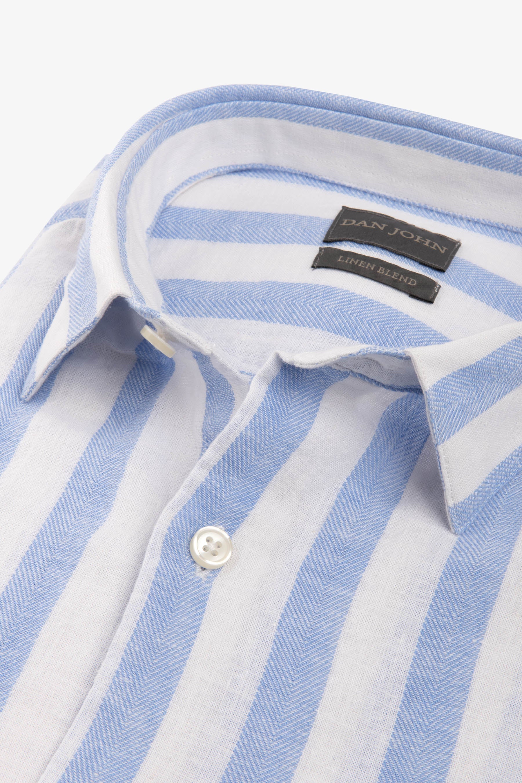 Camicia misto lino a righe larghe azzurro-Dan John