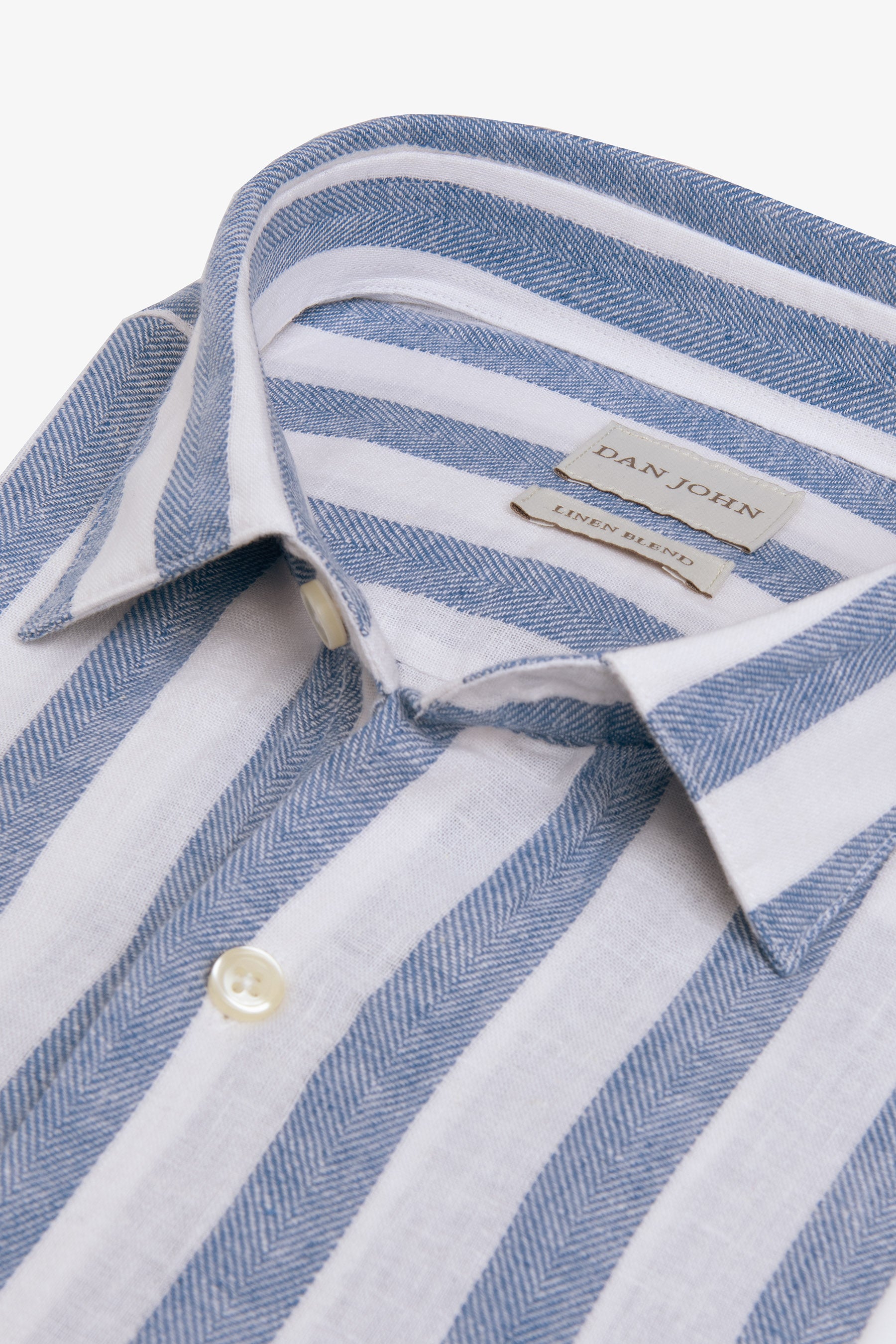 Camicia a righe misto lino royal-Dan John