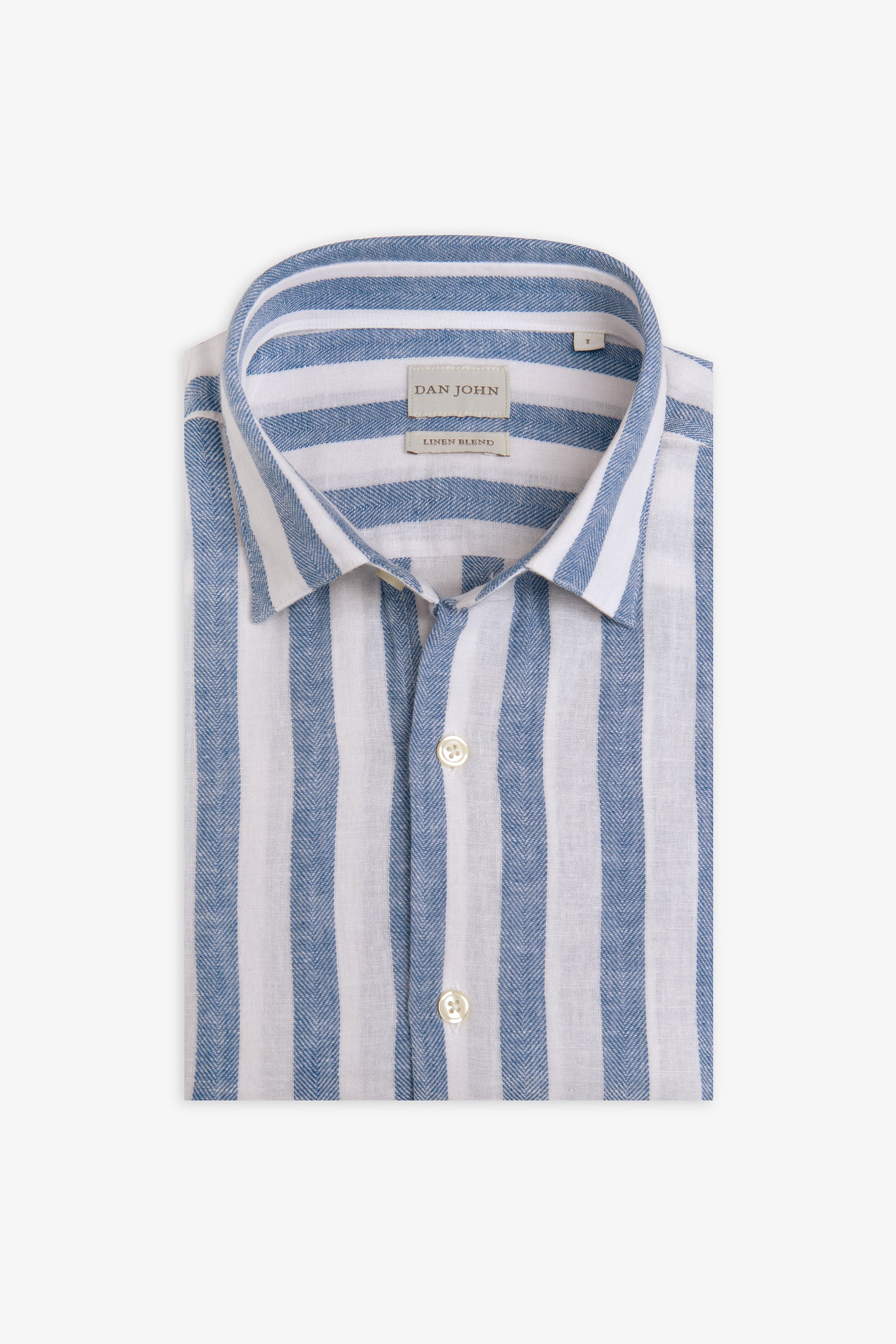 Camicia a righe misto lino royal-Dan John