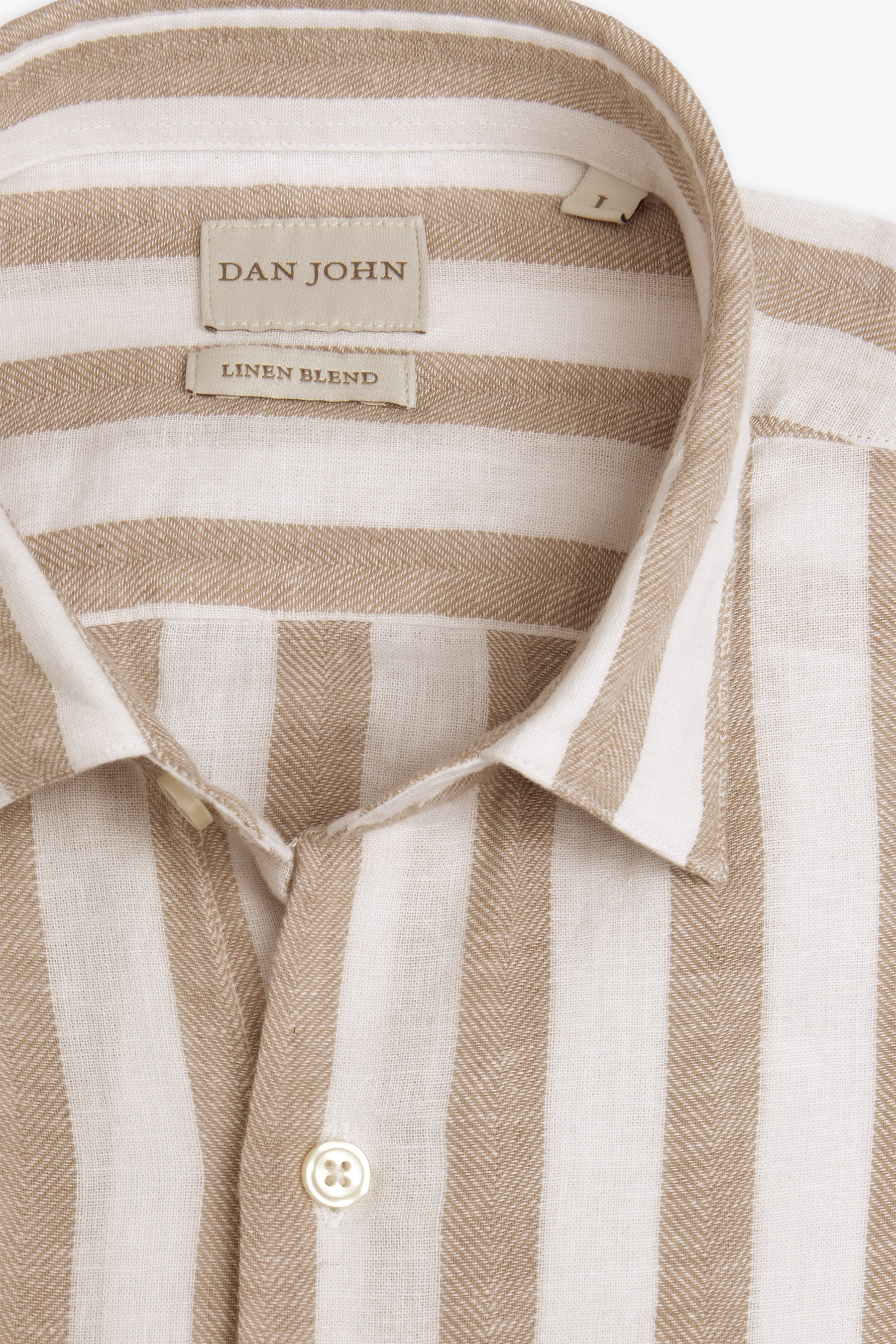 Camicia a righe misto lino tortora-Dan John