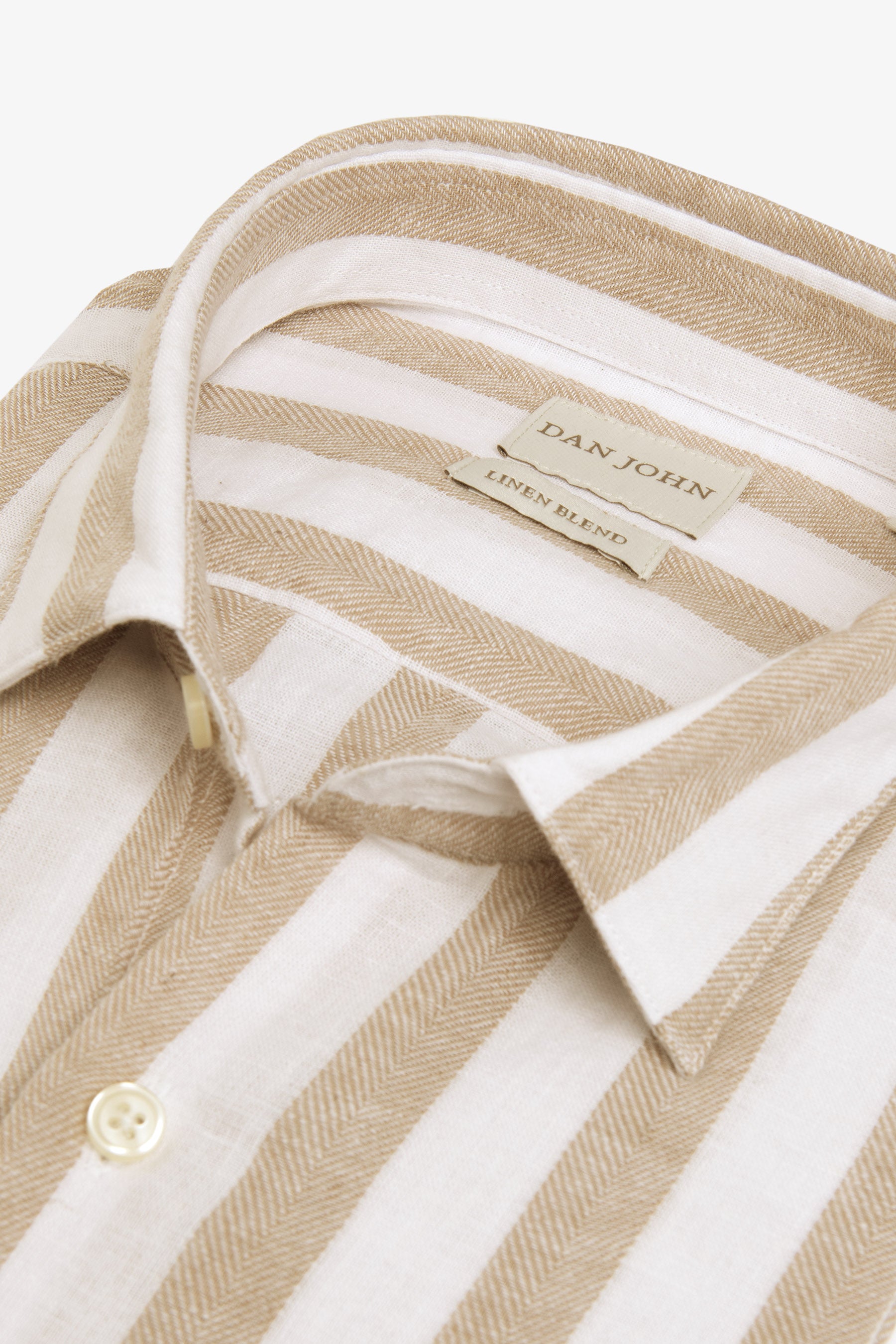 Camicia a righe misto lino tortora-Dan John