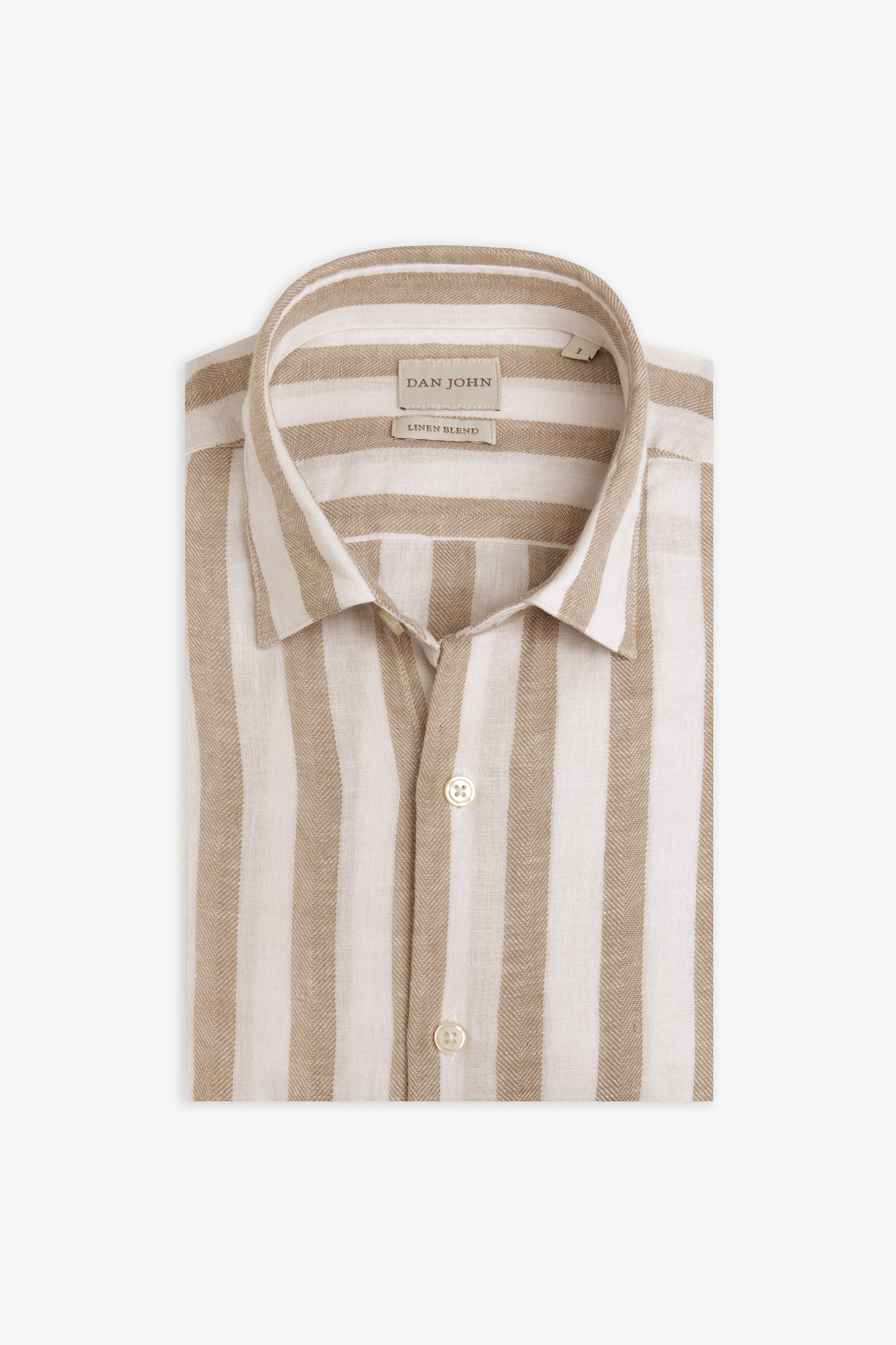 Camicia a righe misto lino tortora-Dan John