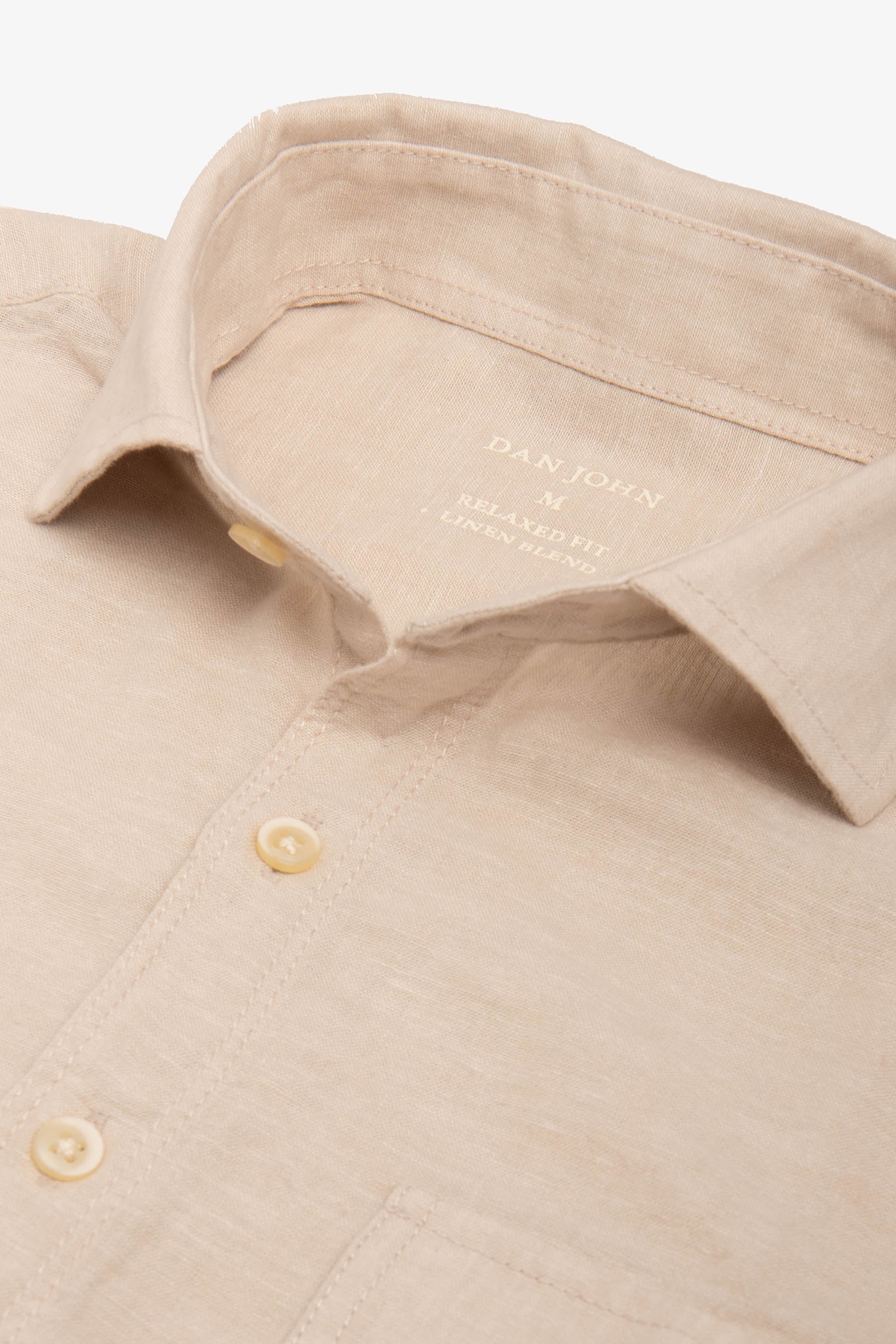 Camicia misto lino con tasche sul petto sabbia-Dan John