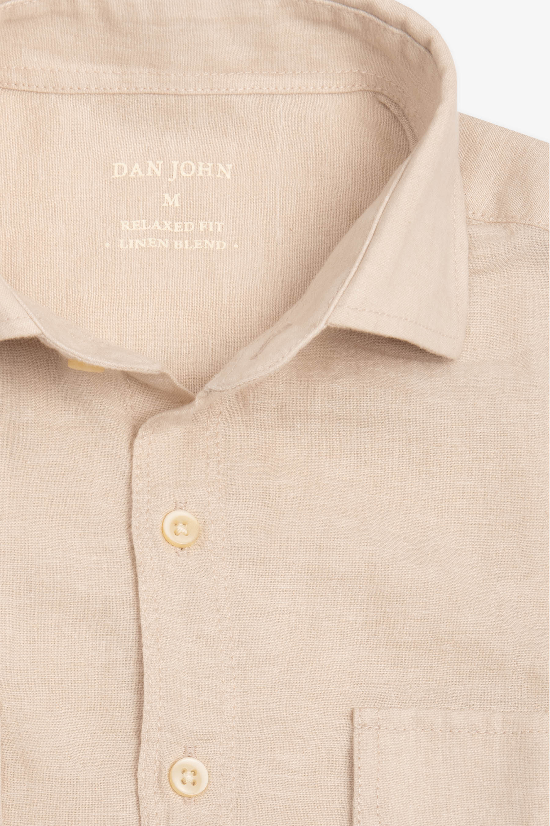 Camicia misto lino con tasche sul petto sabbia-Dan John