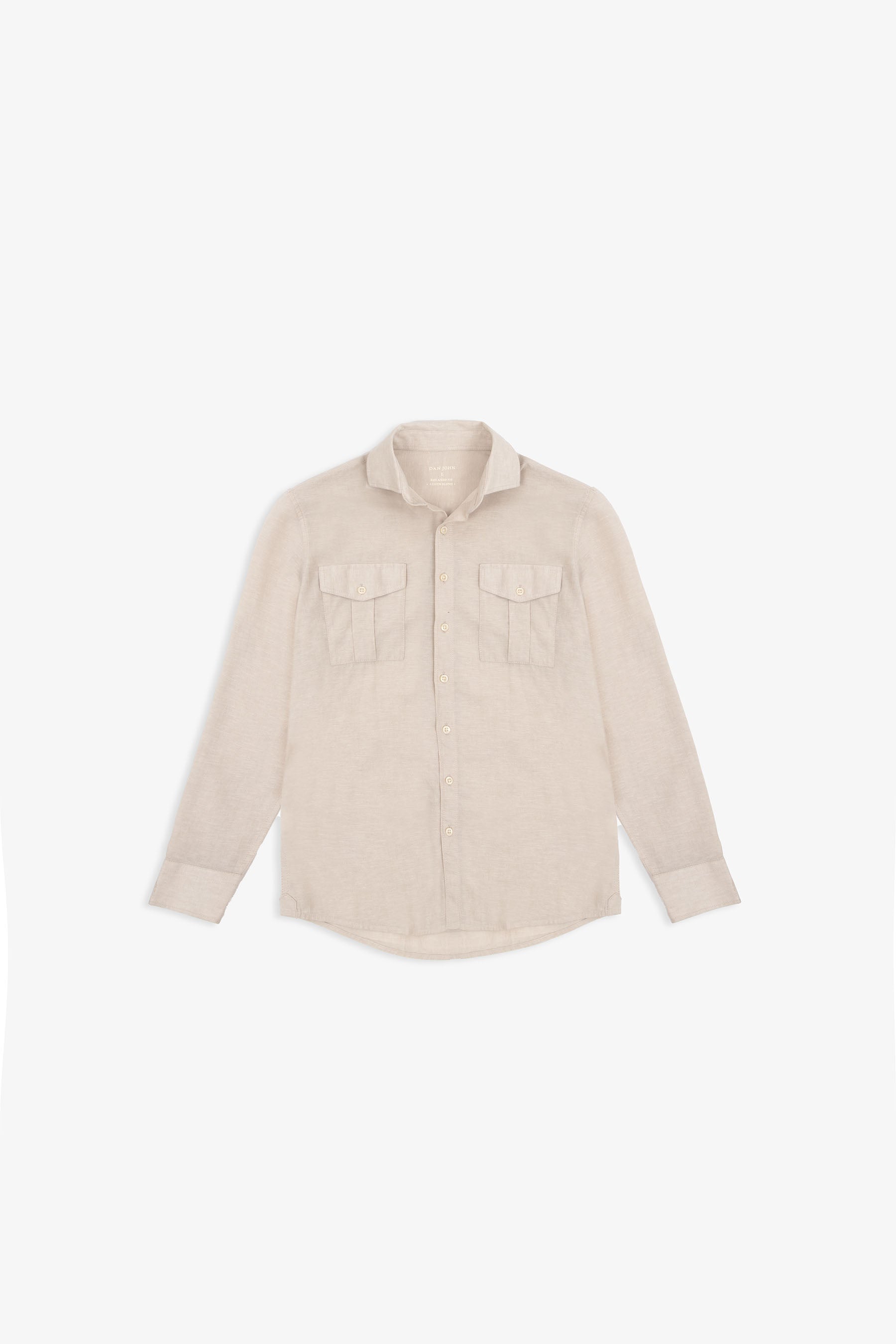 Camicia misto lino con tasche sul petto sabbia-Dan John