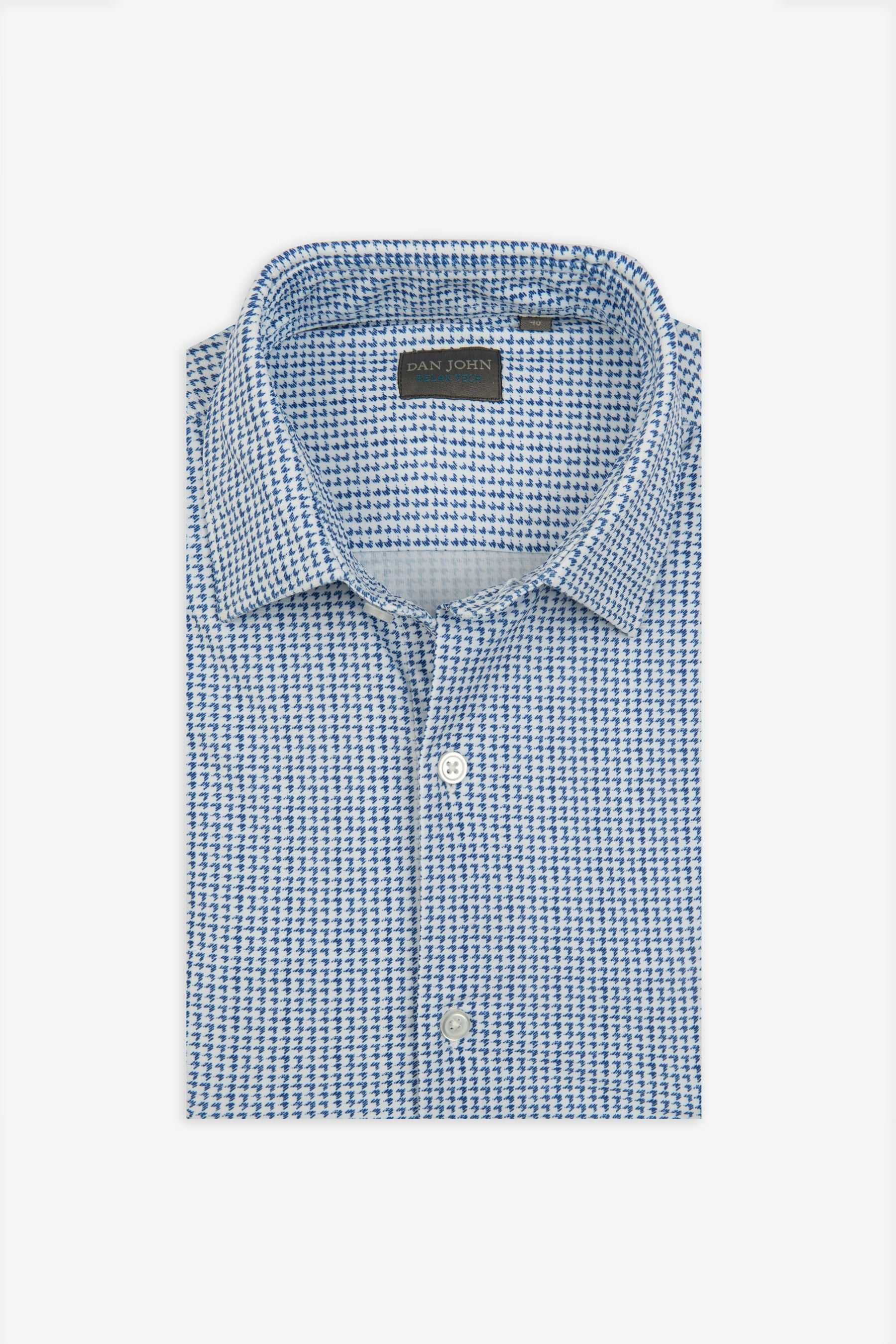 Camicia pied de poule celeste-Dan John