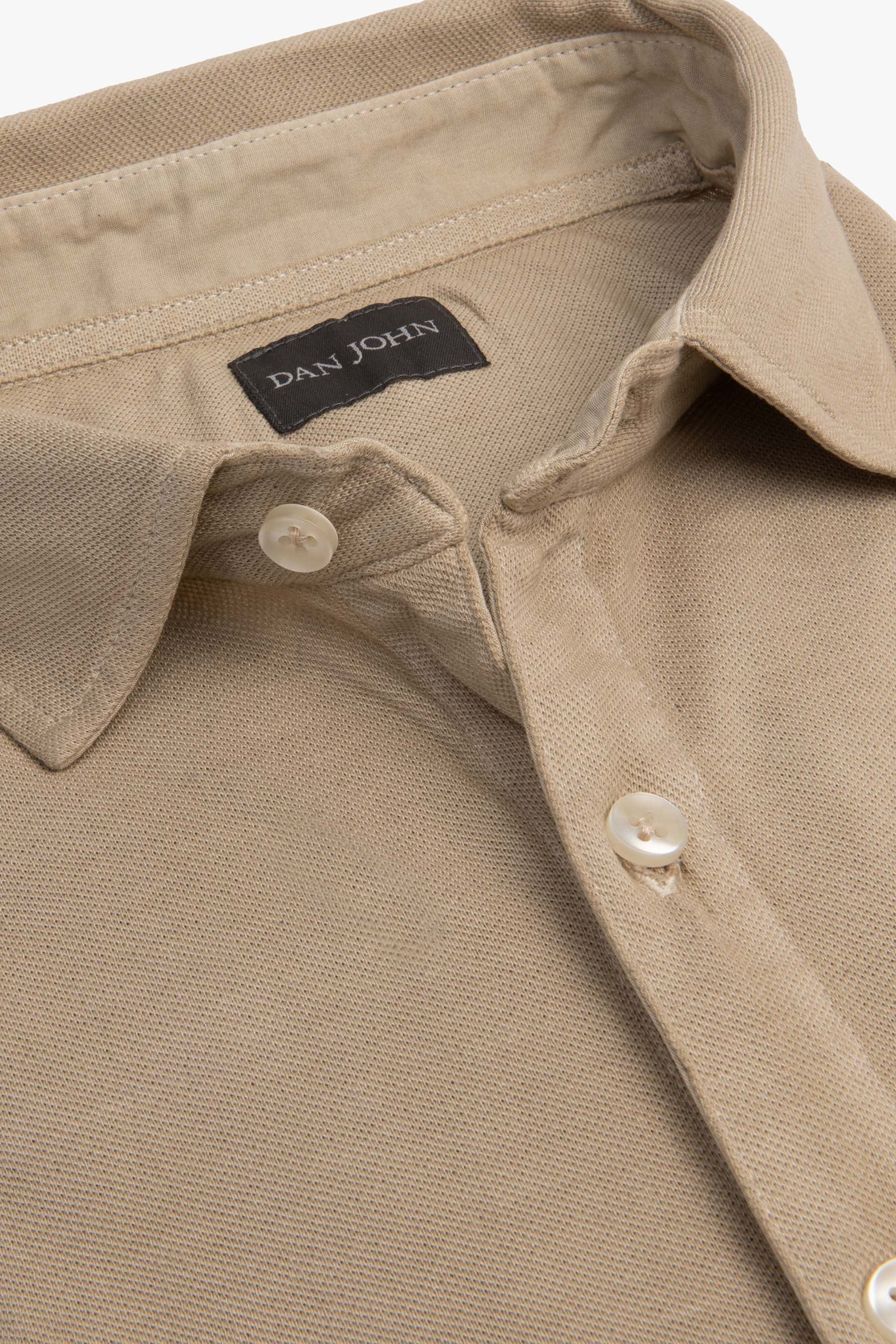 Camicia piquet di cotone beige slim-Dan John