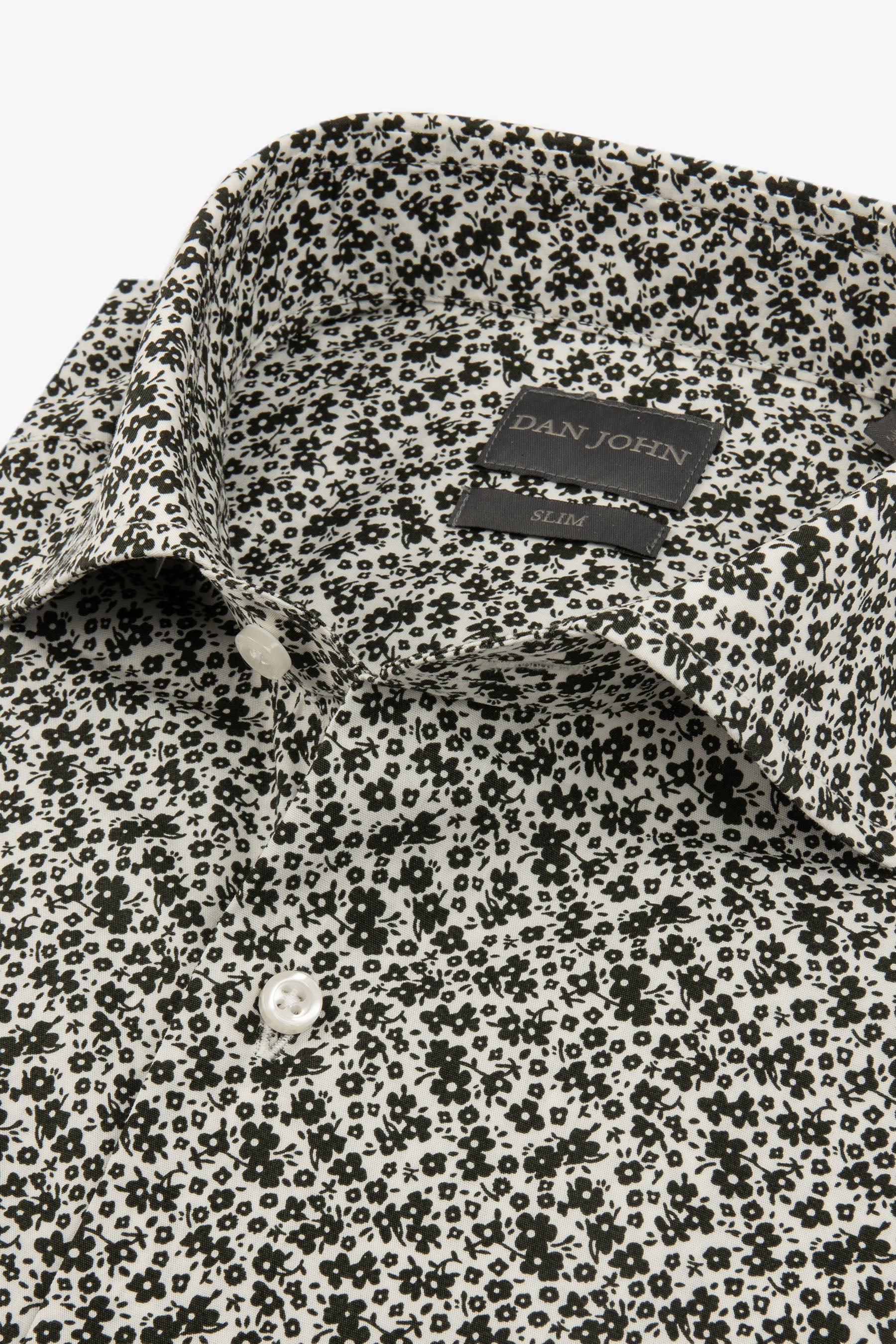 Camicia stampa fiore slim panna-Dan John