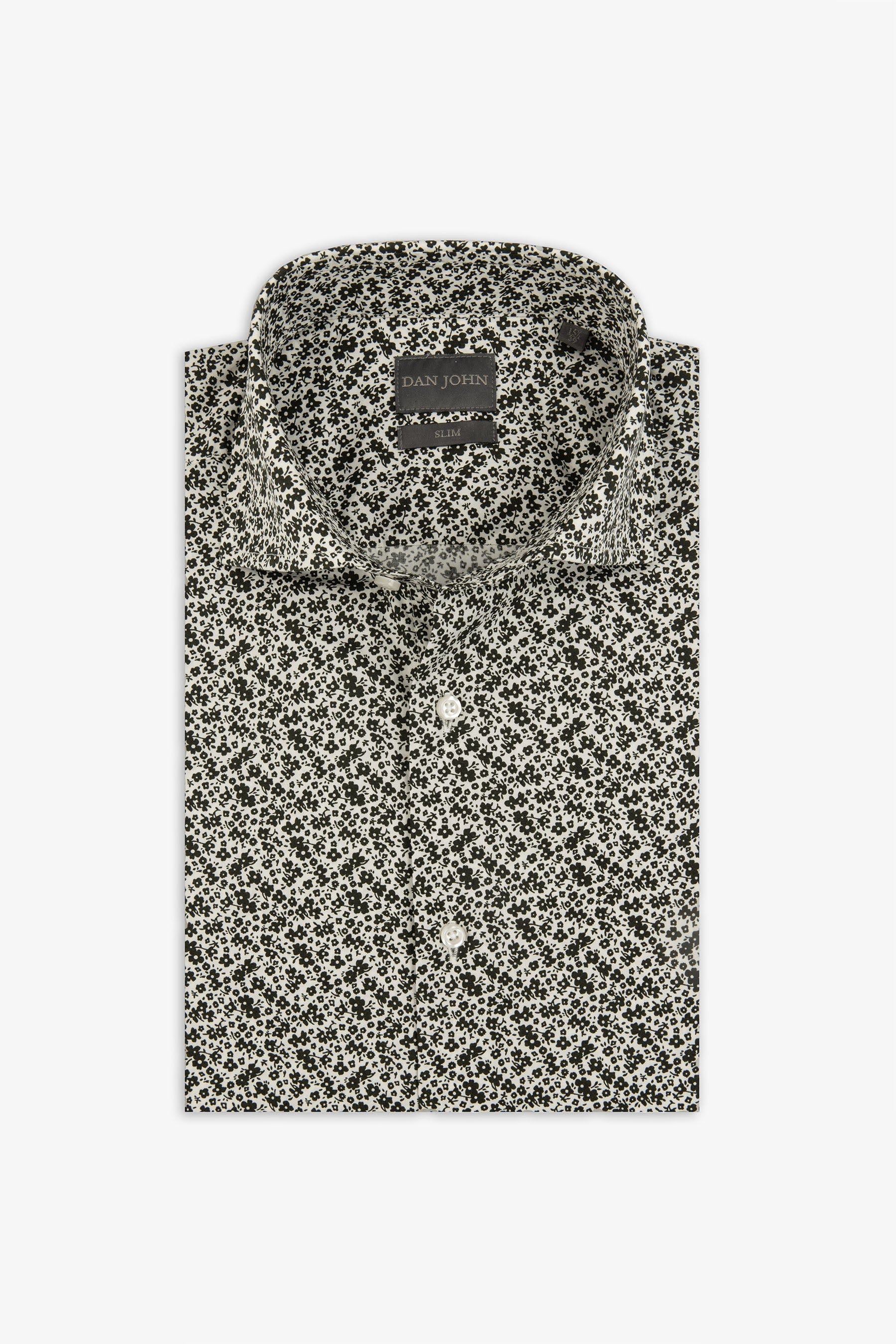 Camicia stampa fiore slim panna-Dan John