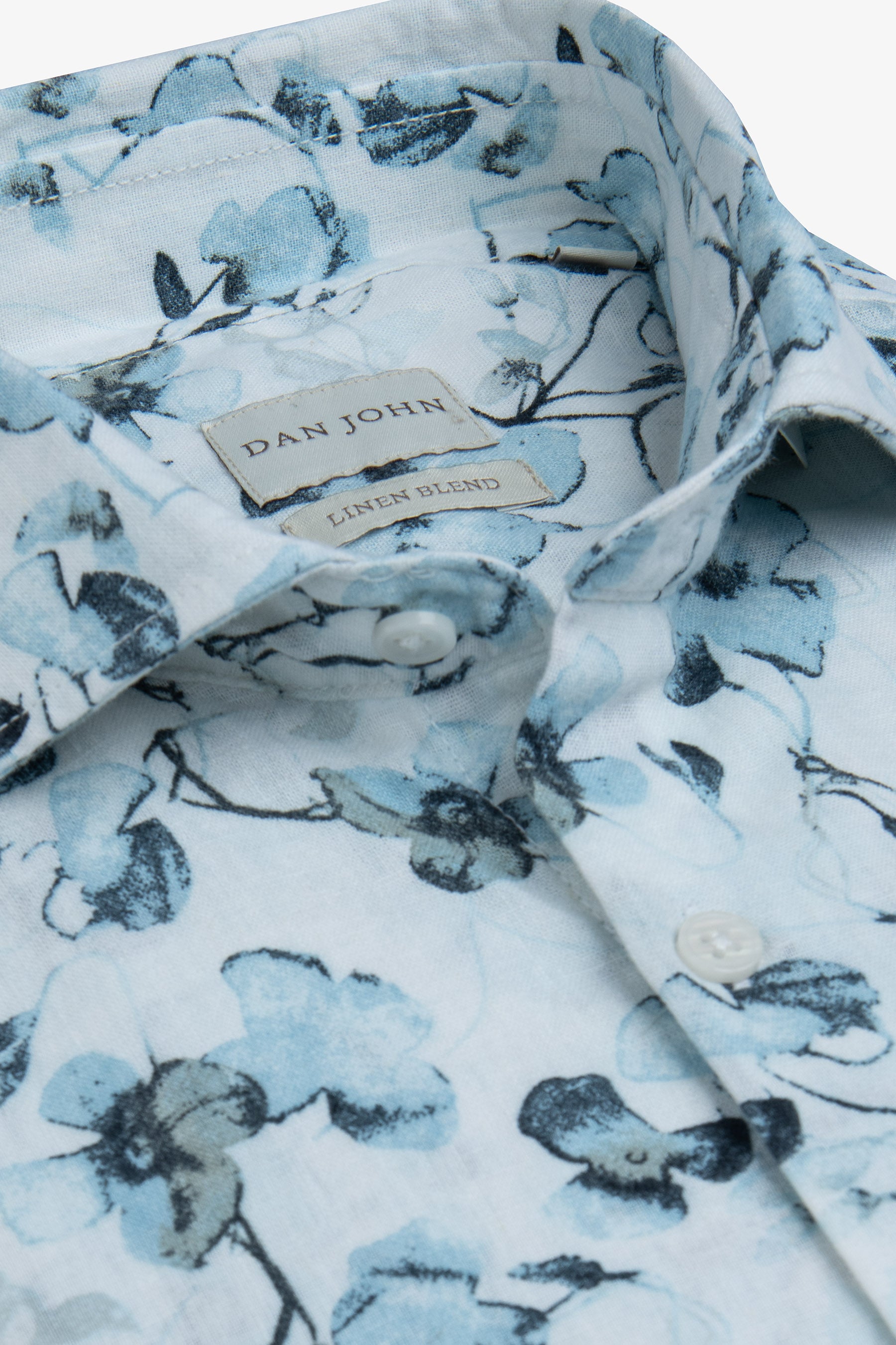 Camicia stampa fiore turchese slim-Dan John