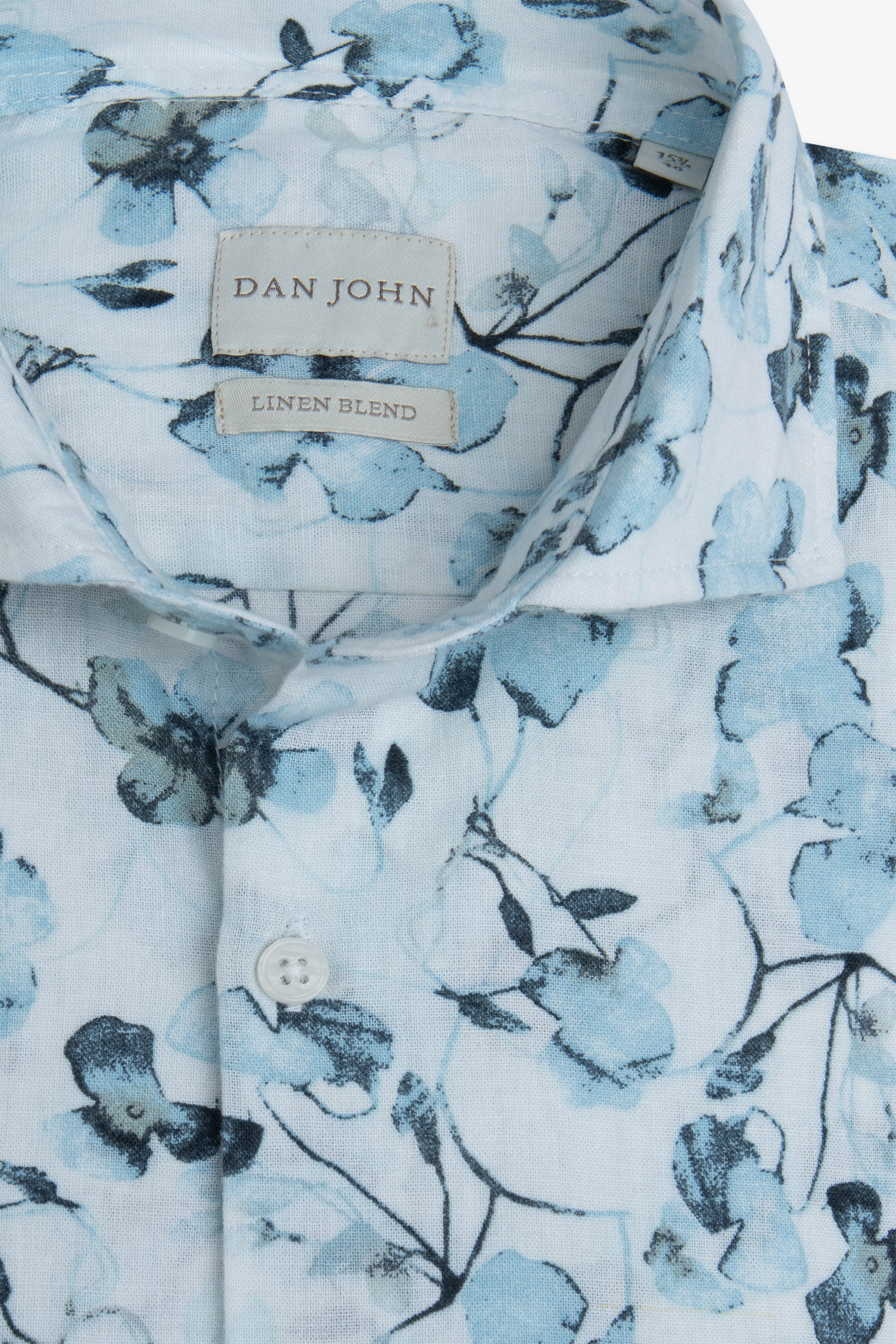 Camicia stampa fiore turchese slim-Dan John