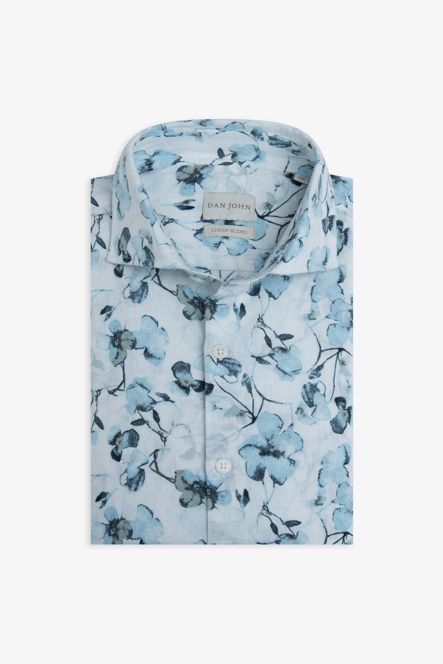 Camicia stampa fiore turchese slim-Dan John