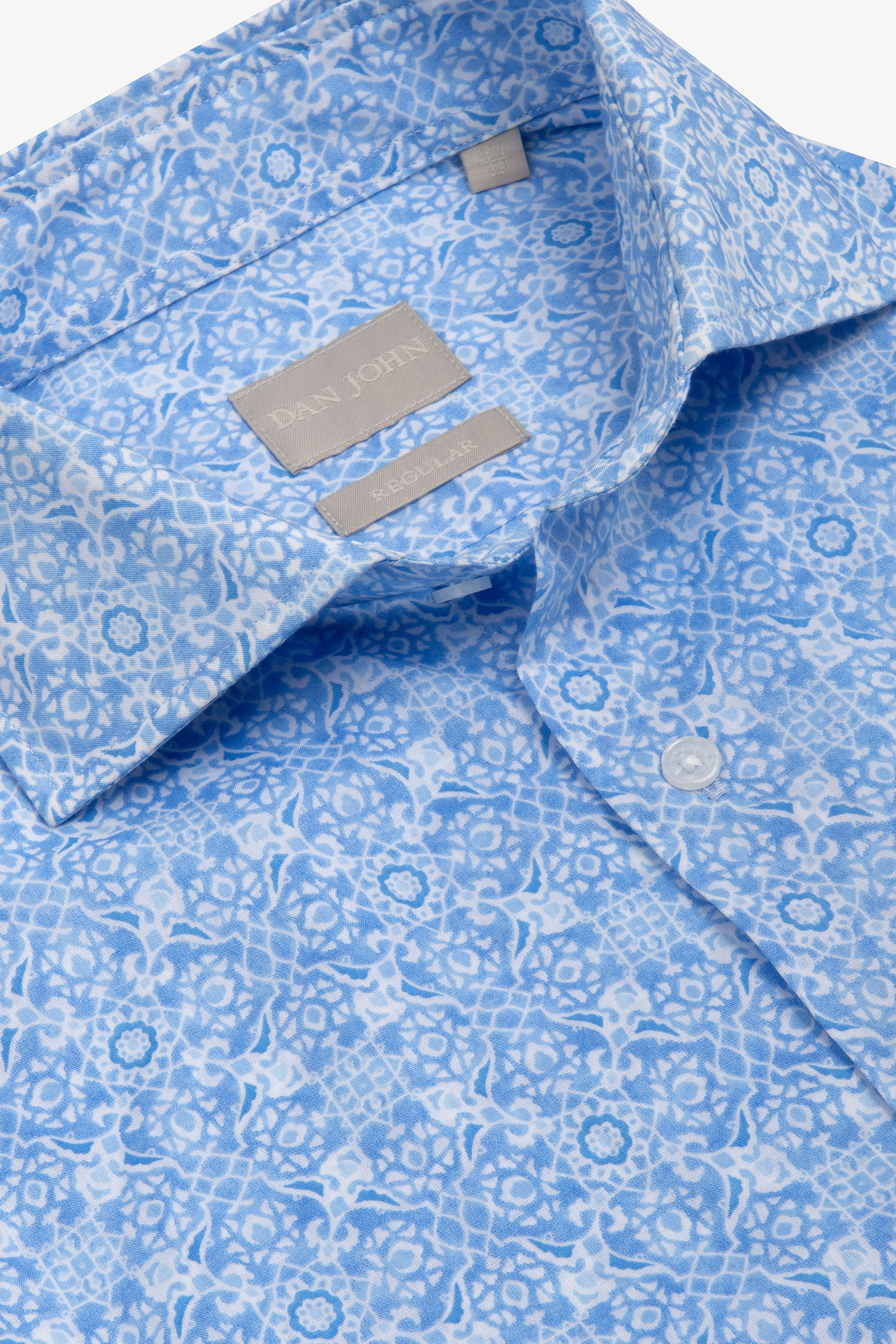 Camicia stampa geometrica celeste-Dan John