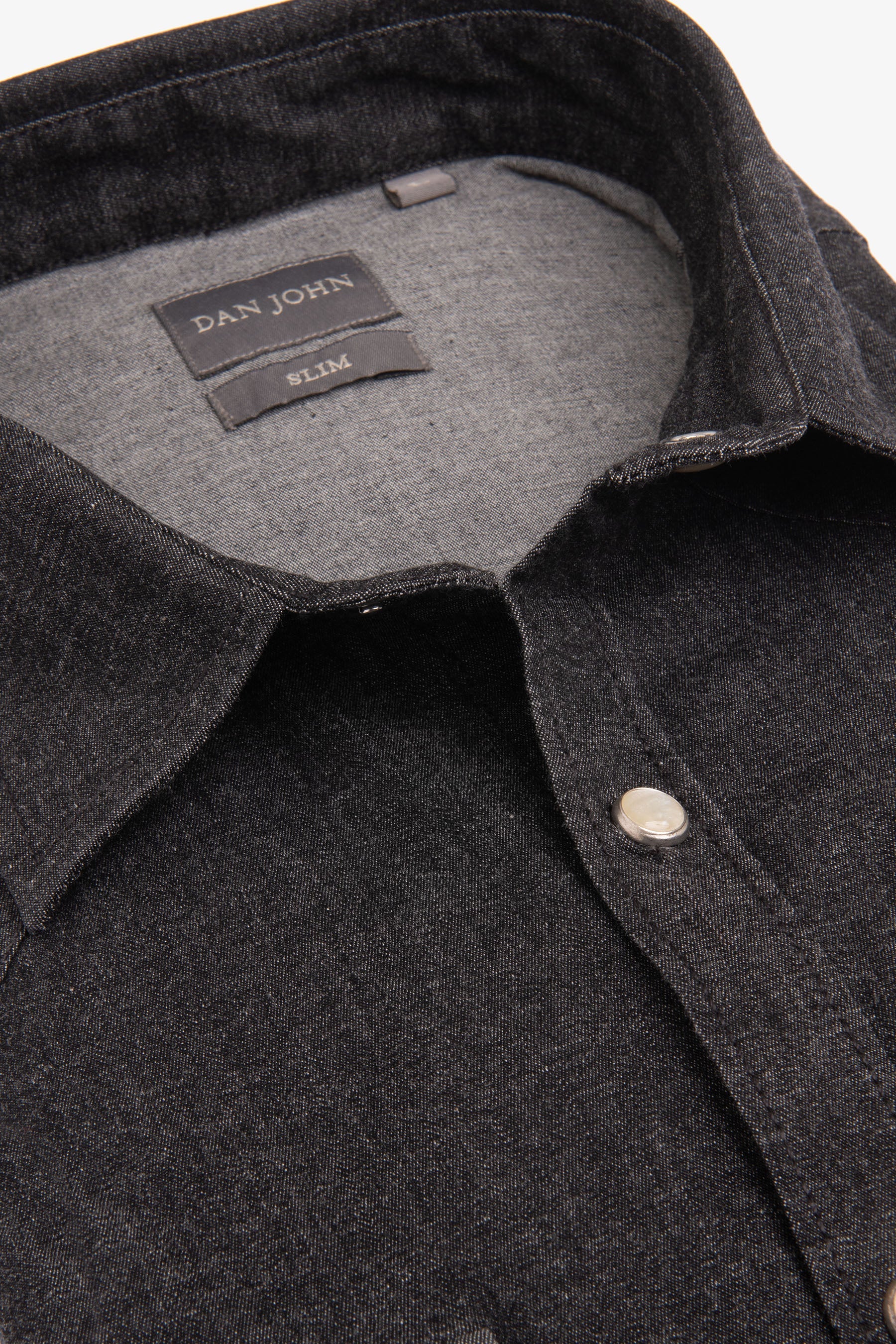 Camicia western in denim nero-Dan John