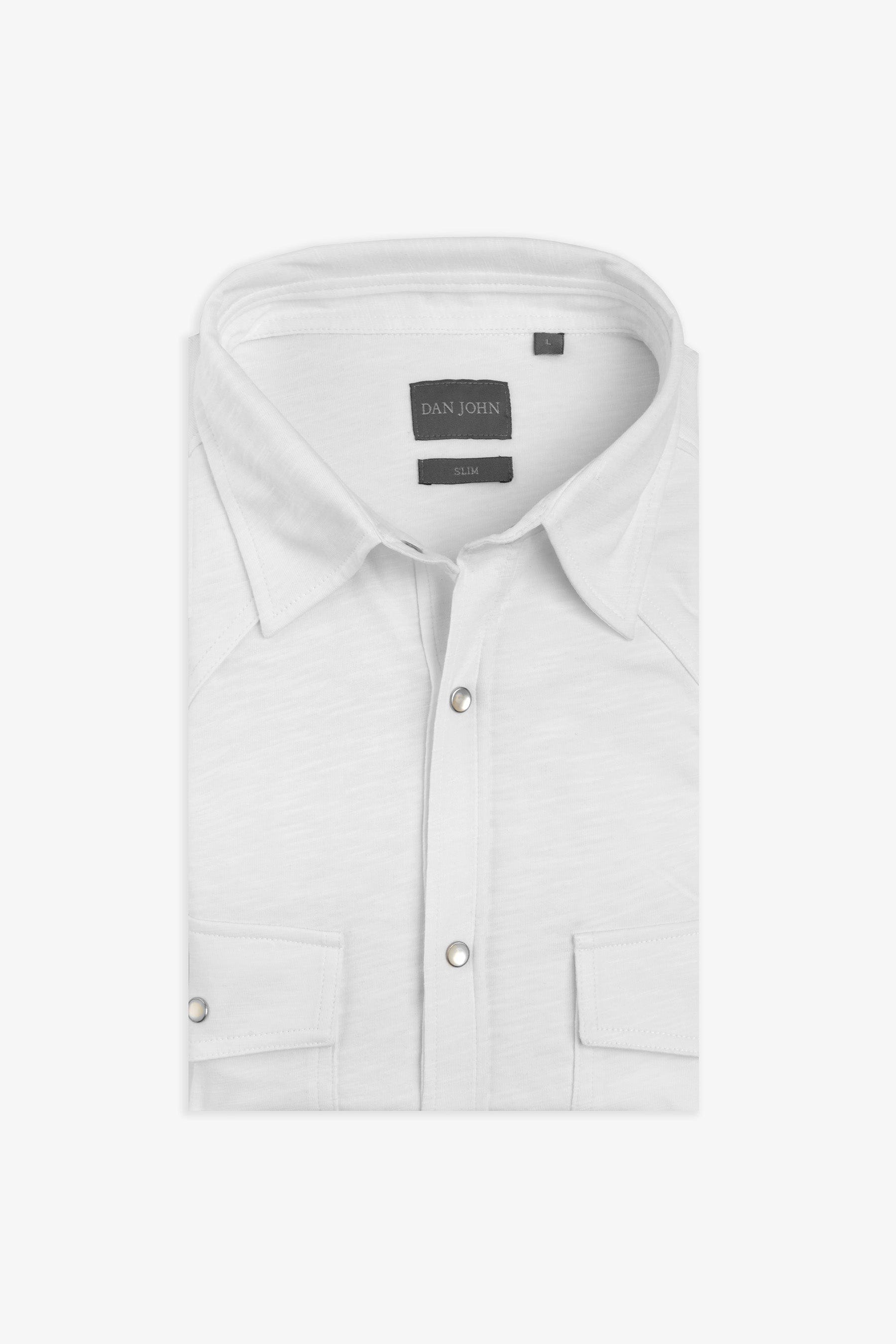Camicia western jersey bianca slim-Dan John