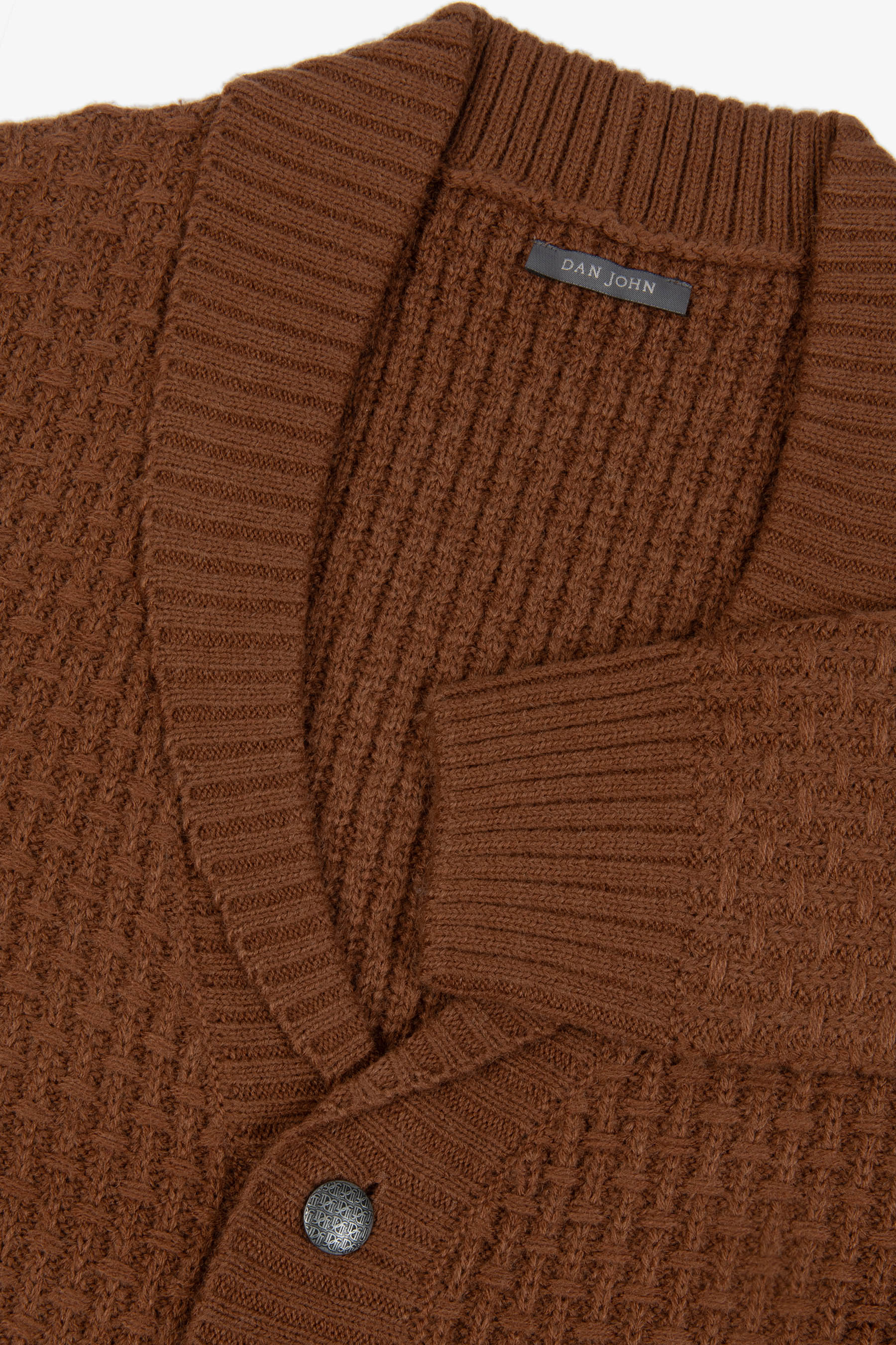 Cardigan collo sciallato punto canestro biscotto-Dan John