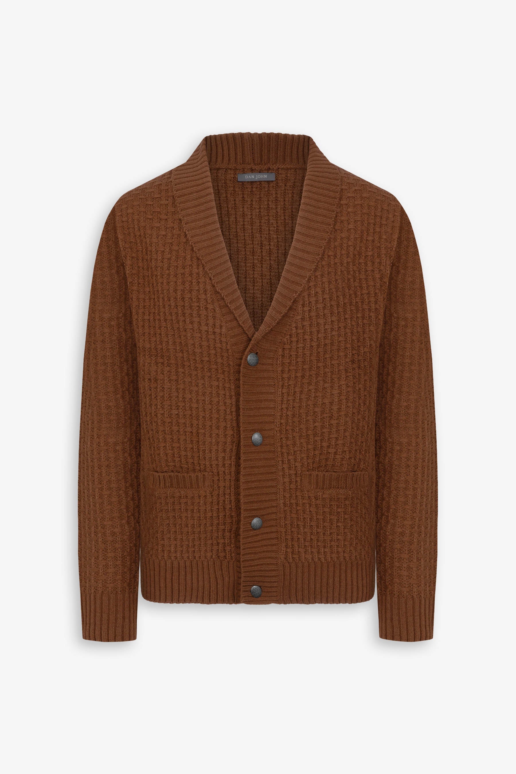 Cardigan collo sciallato punto canestro biscotto-Dan John