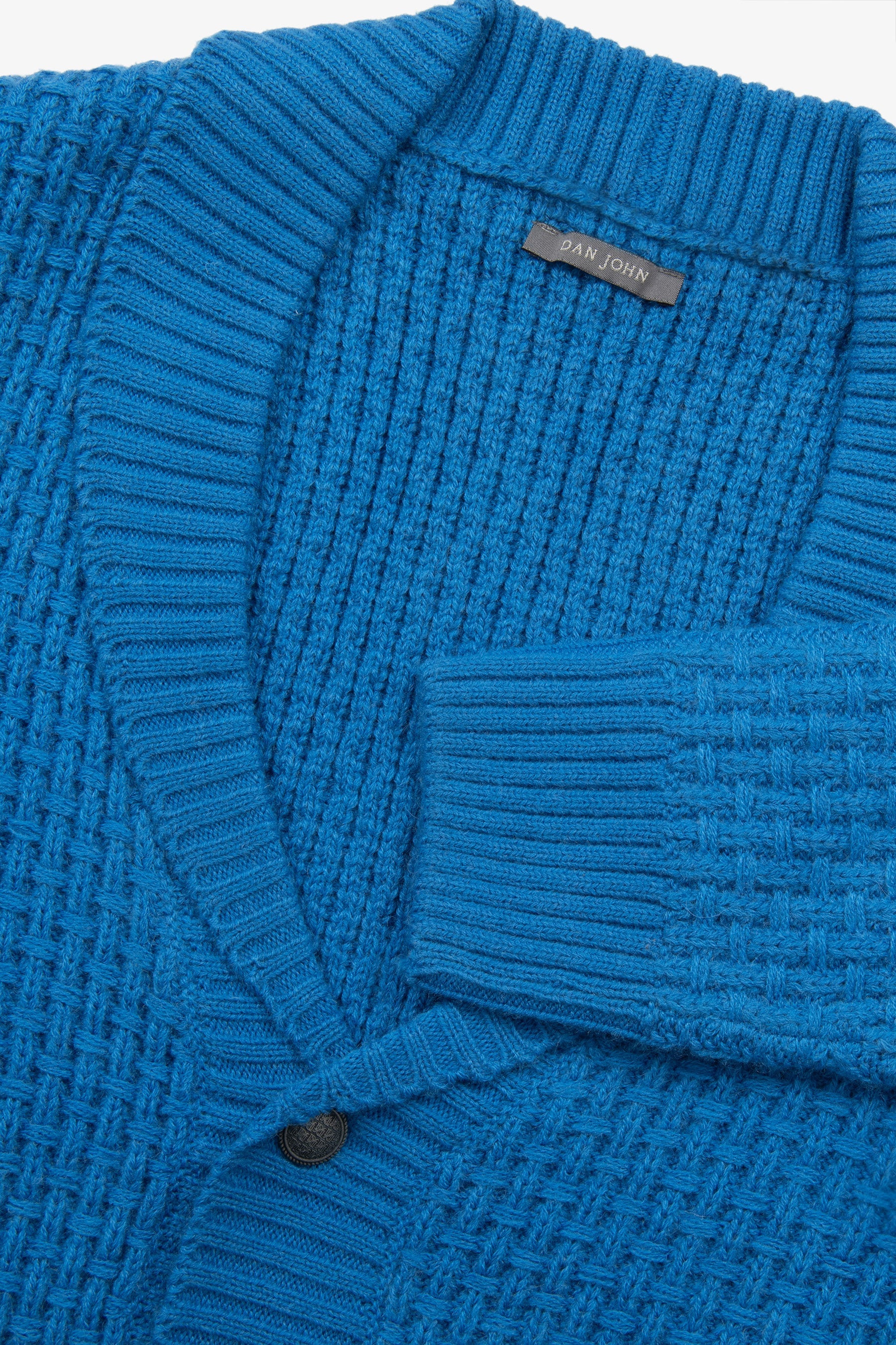 Cardigan collo sciallato punto canestro cobalto-Dan John
