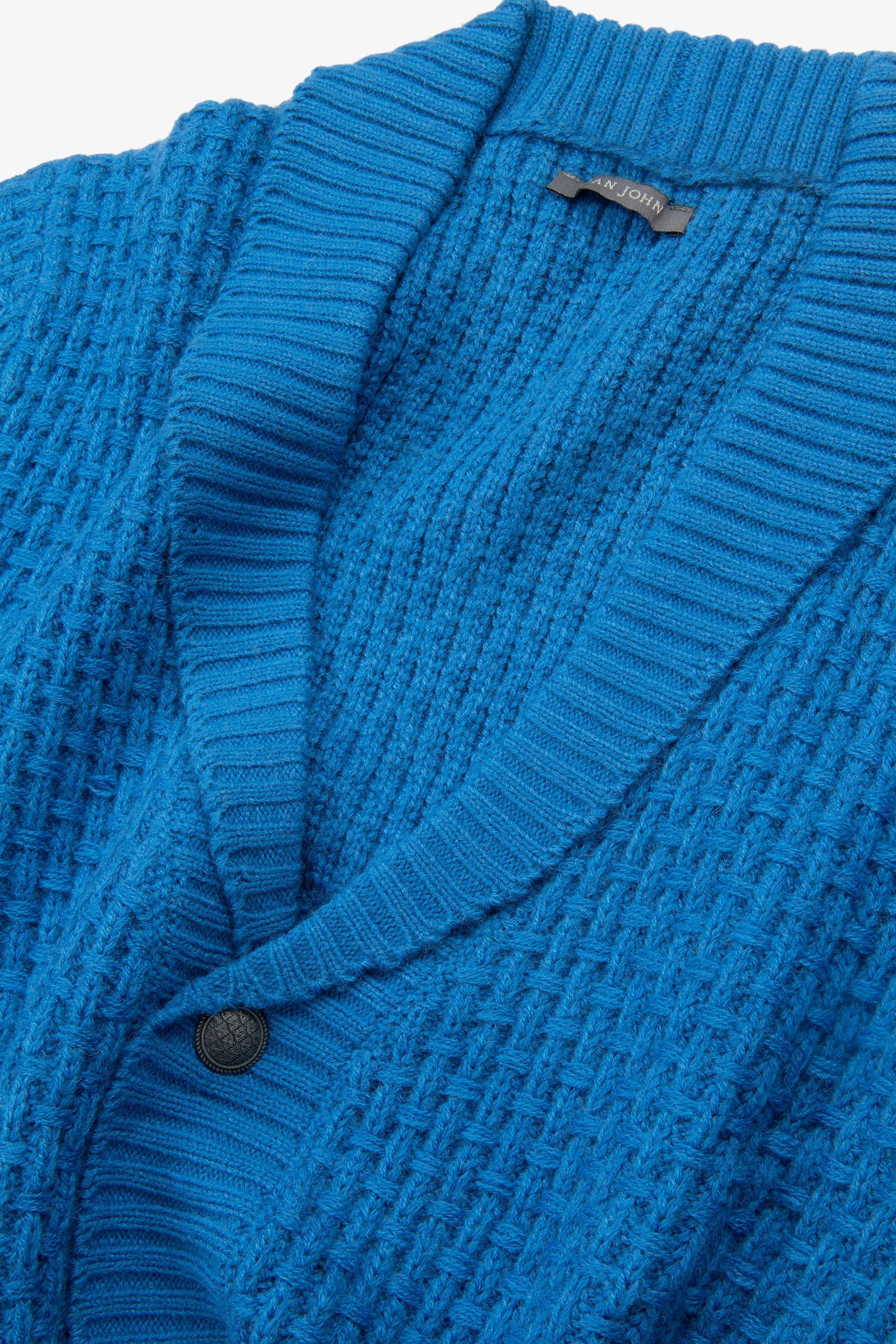 Cardigan collo sciallato punto canestro cobalto-Dan John