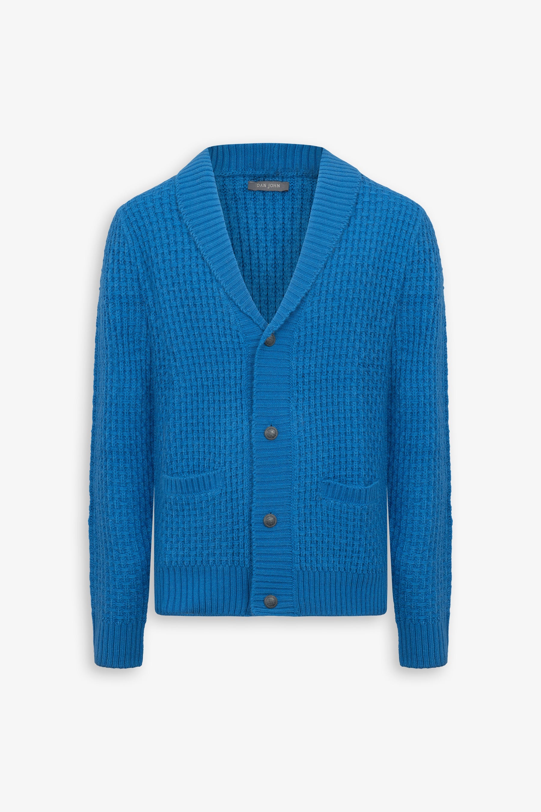 Cardigan collo sciallato punto canestro cobalto-Dan John