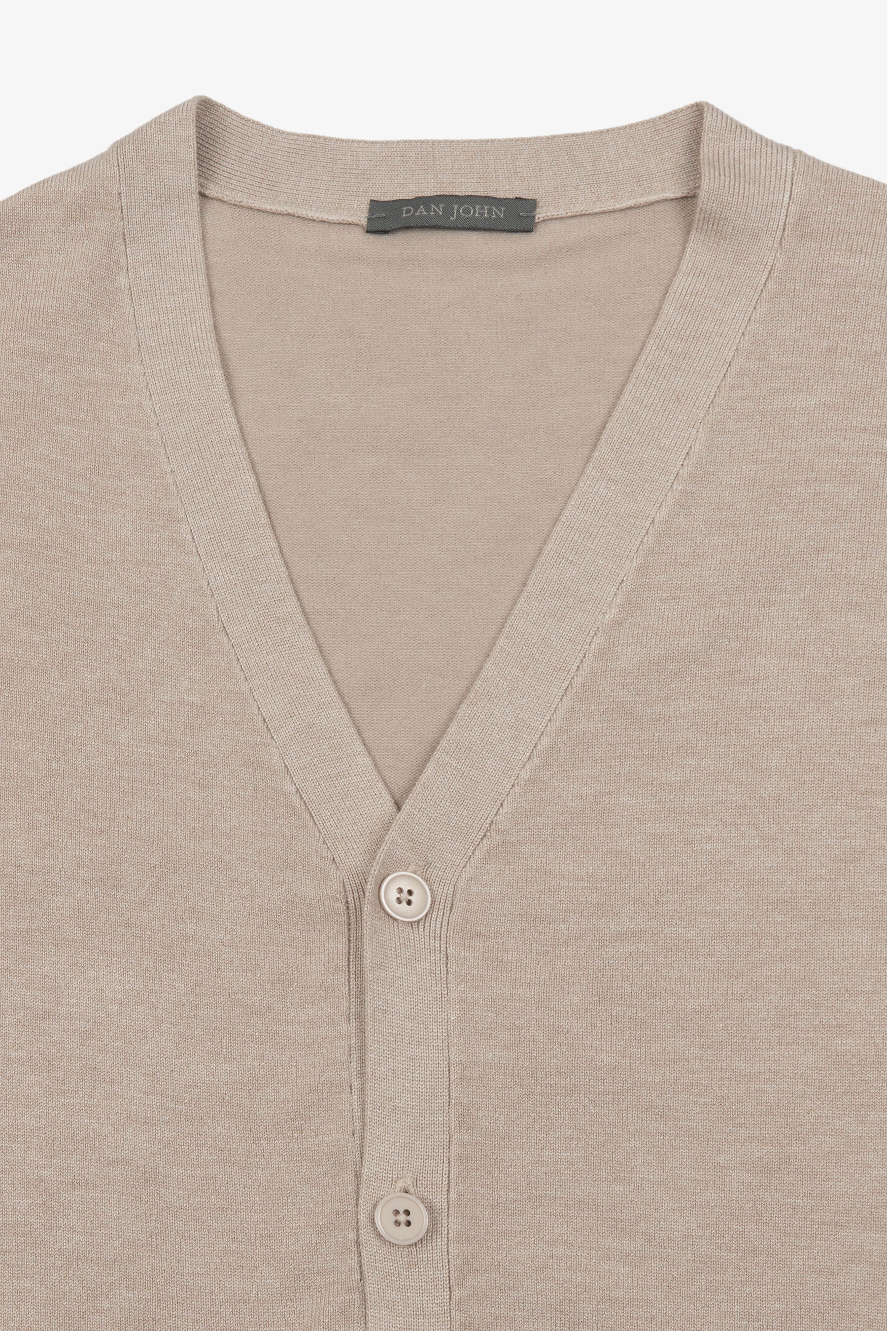 Cardigan scollo a v con bottoni beige-Dan John