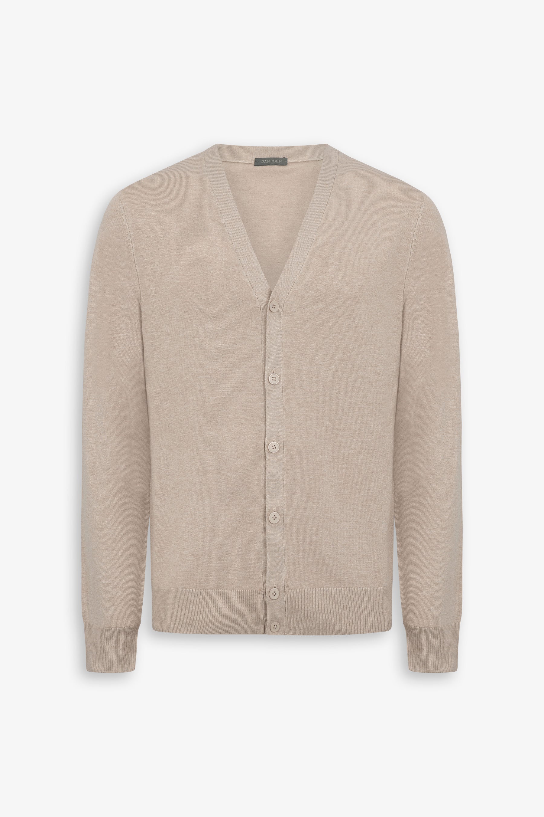 Cardigan scollo a v con bottoni beige-Dan John