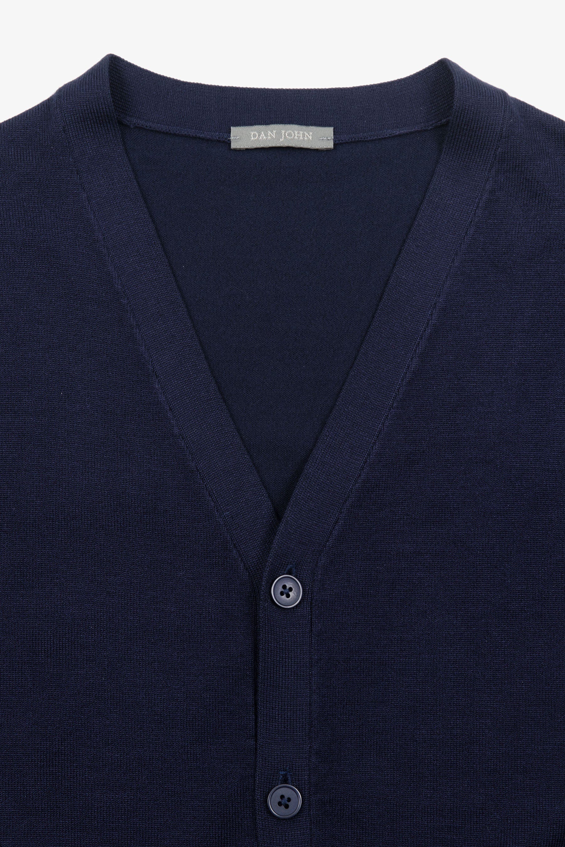Cardigan scollo a v con bottoni blu-Dan John