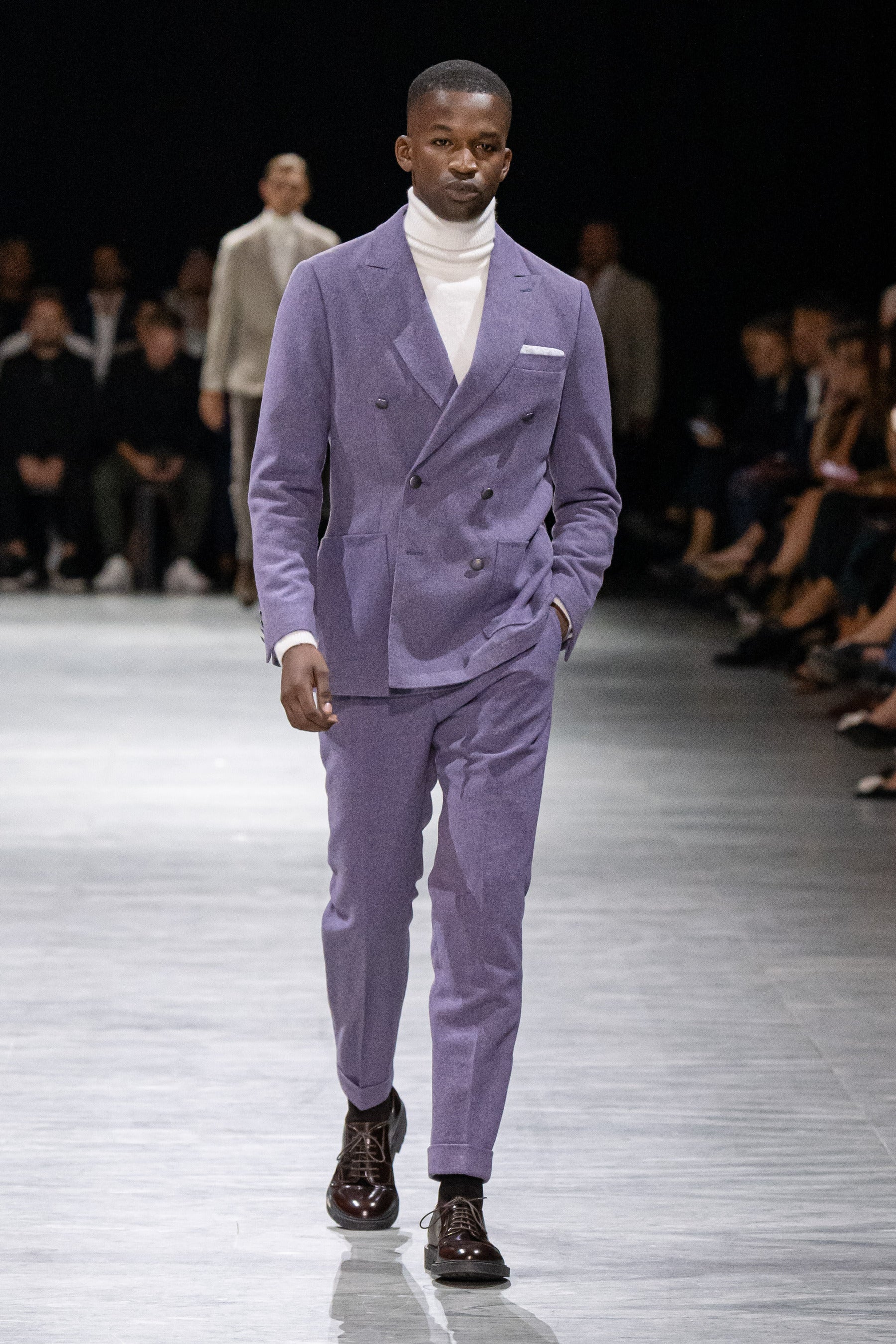 Giacca da abito doppiopetto flanella viola-Dan John