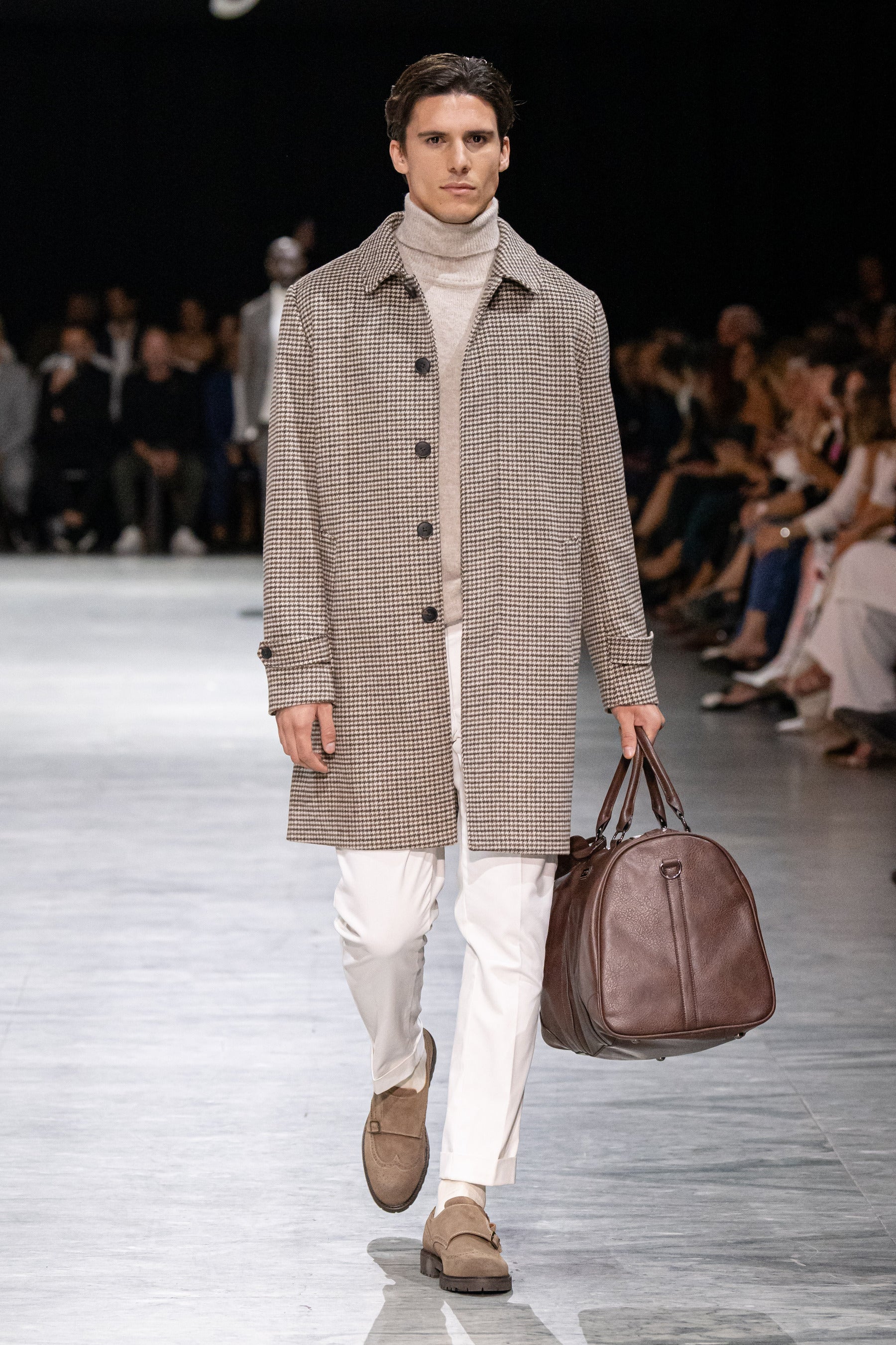 Cappotto Pied de Poule tortora-Dan John