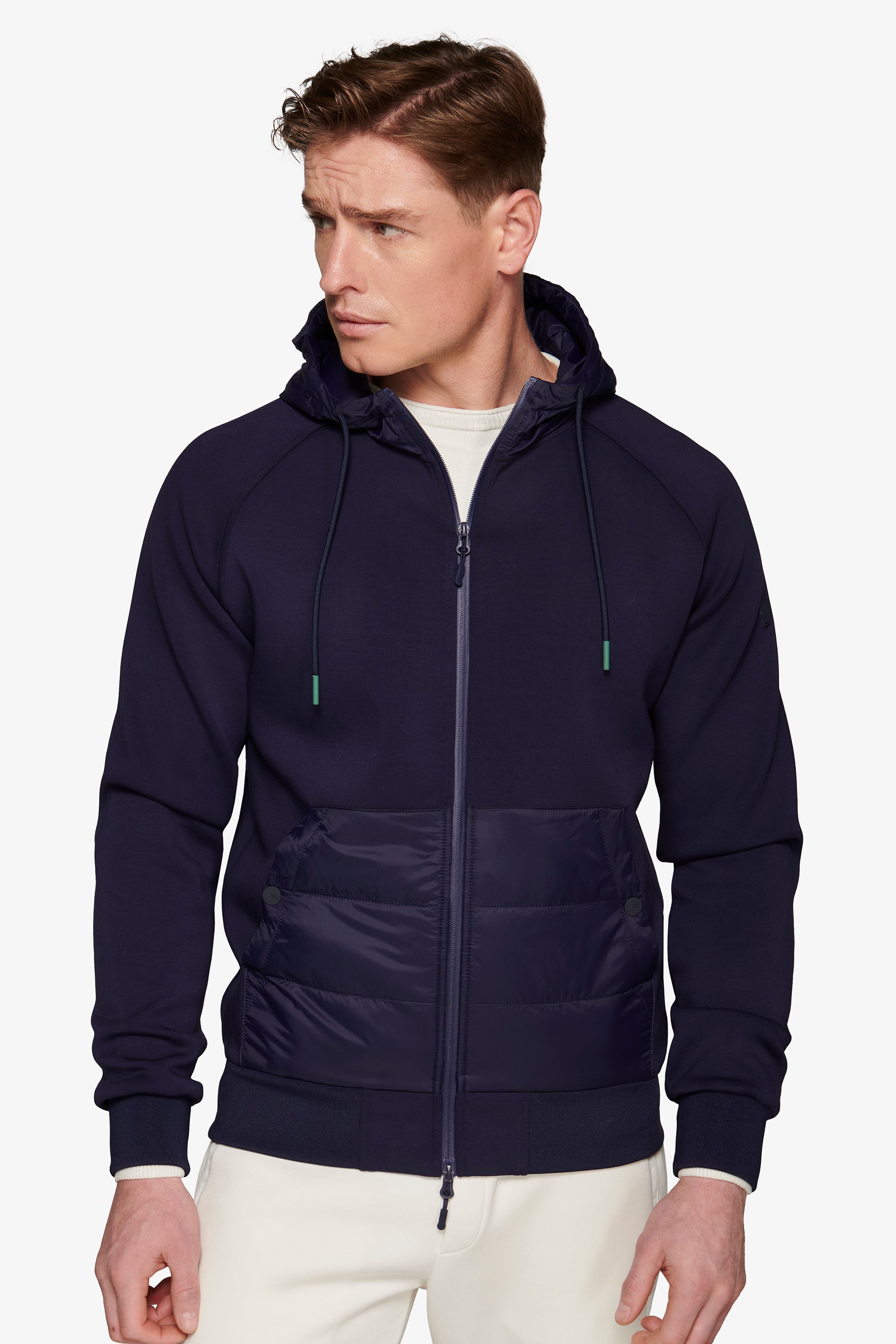 Felpa full zip bimaterica DNJ blu-Dan John