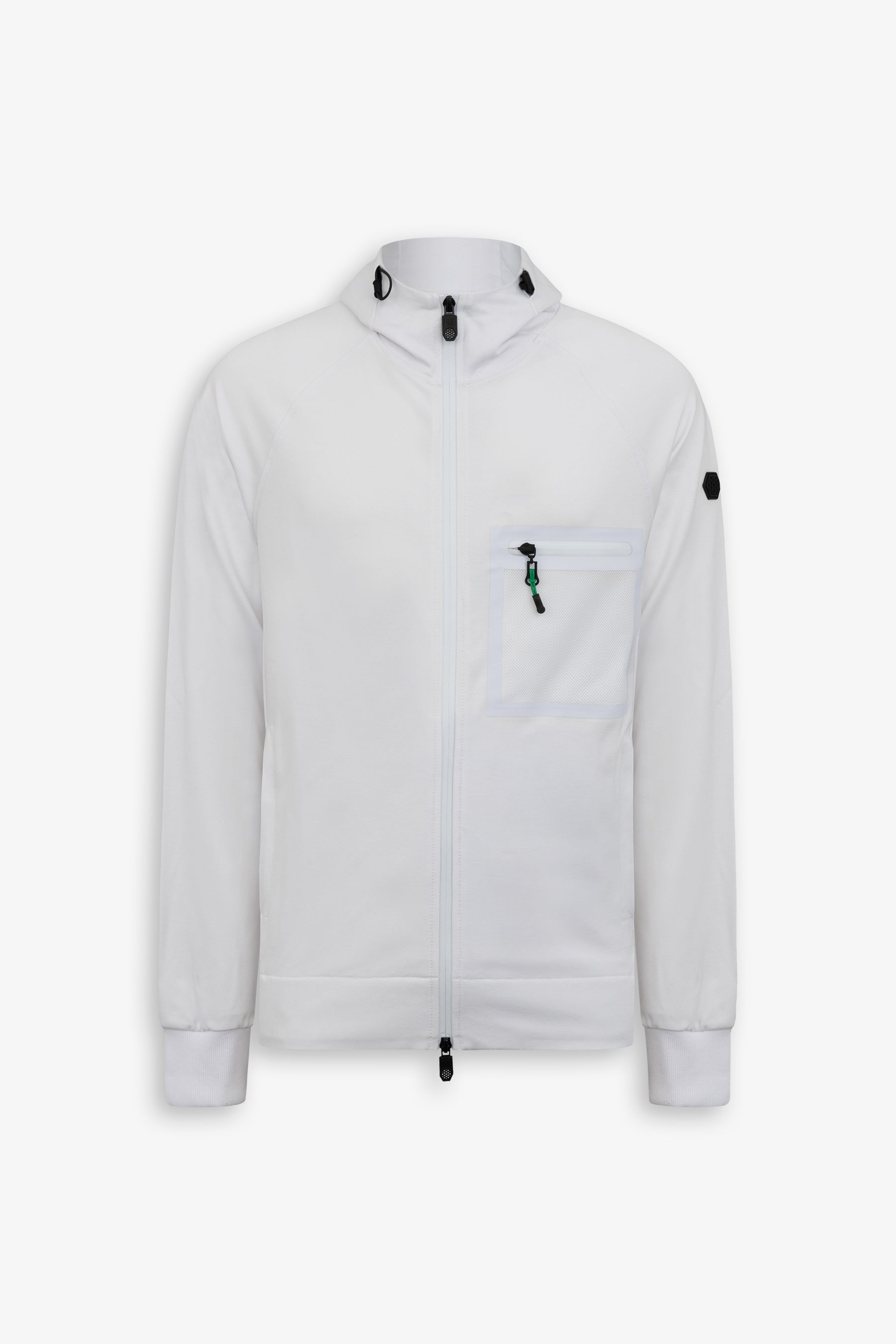 Felpa tecnica full zip con cappuccio DNJ bianca-Dan John