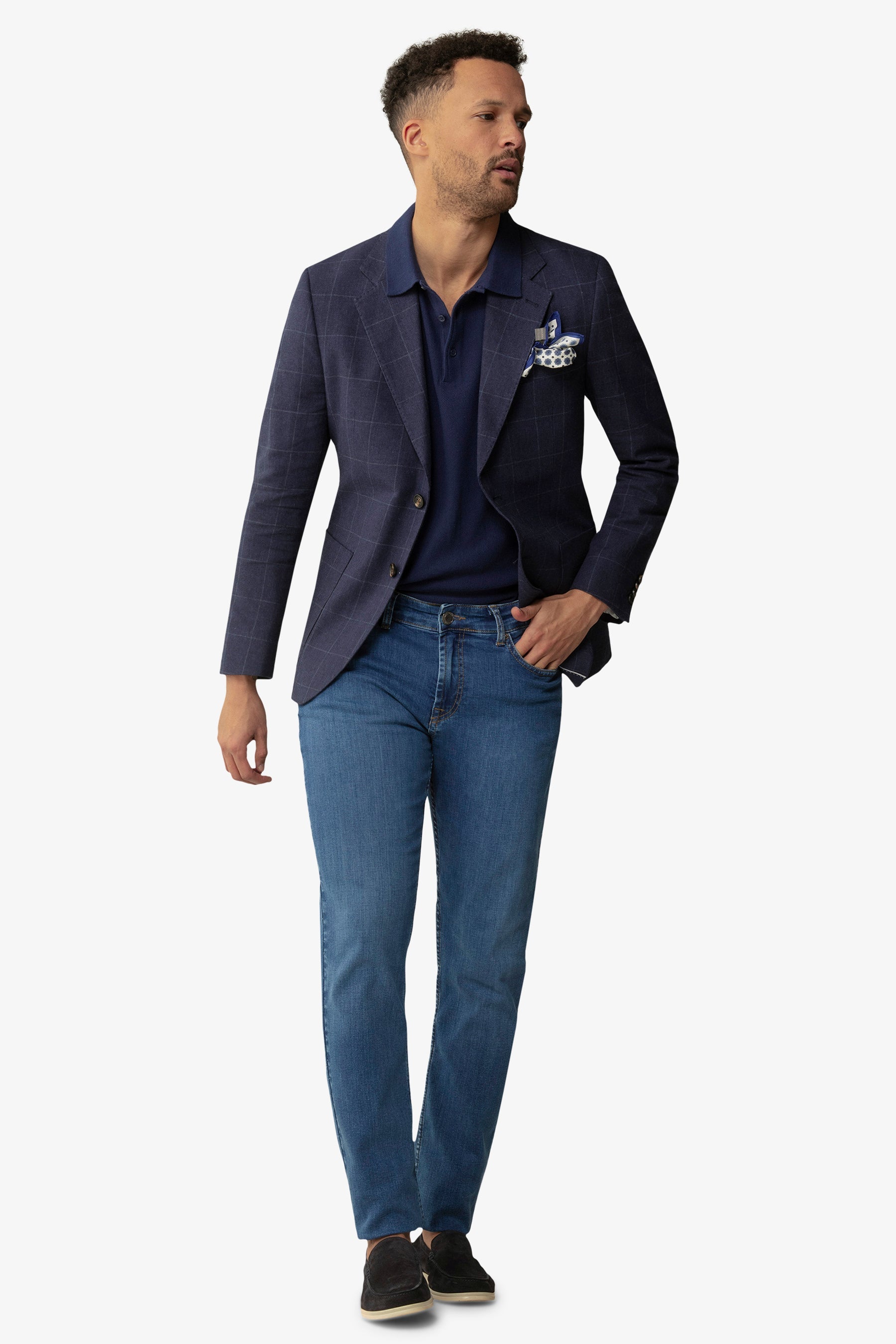 Giacca a quadri blu slim-Dan John