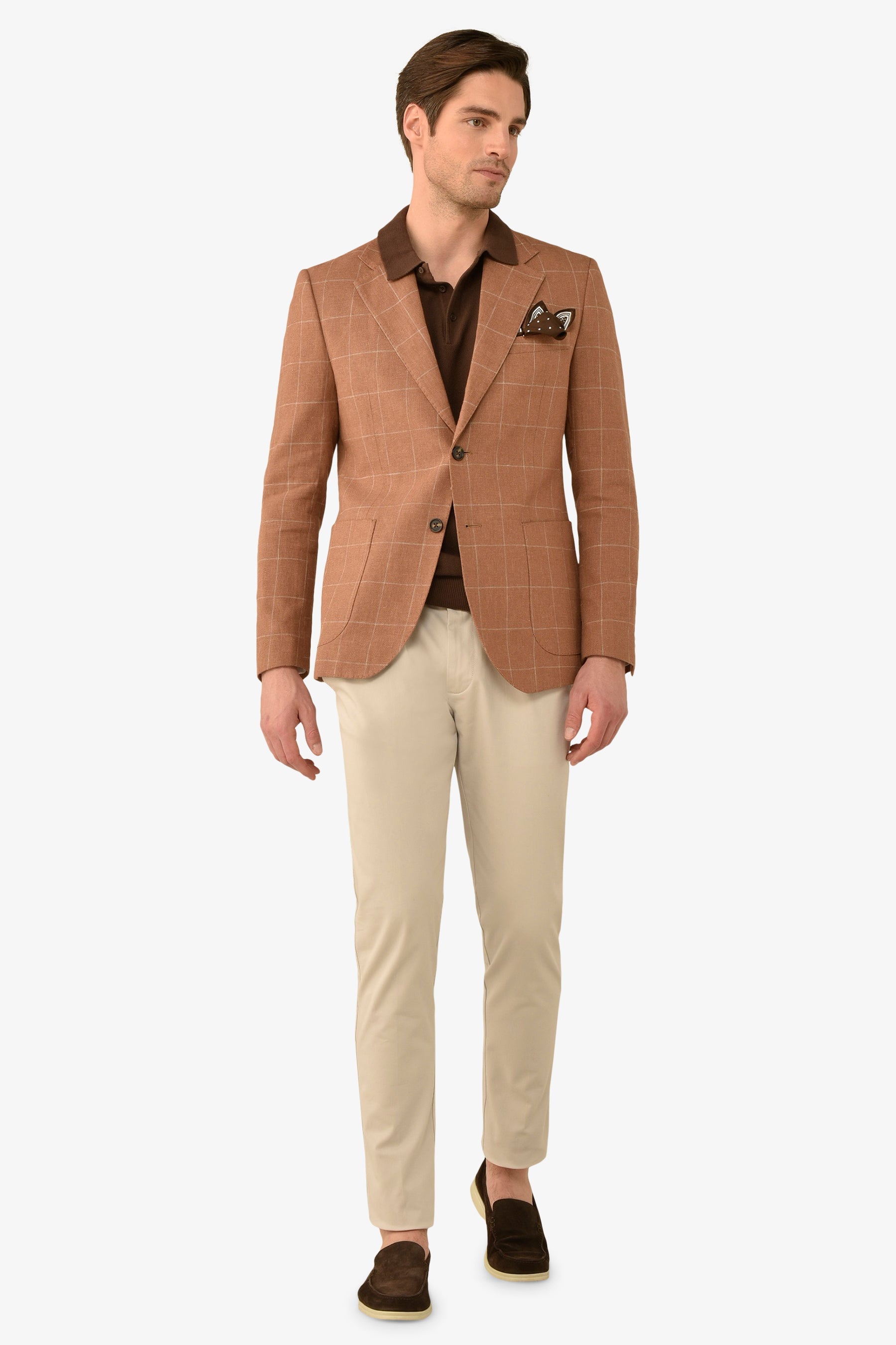 Giacca a quadri caramello slim-Dan John