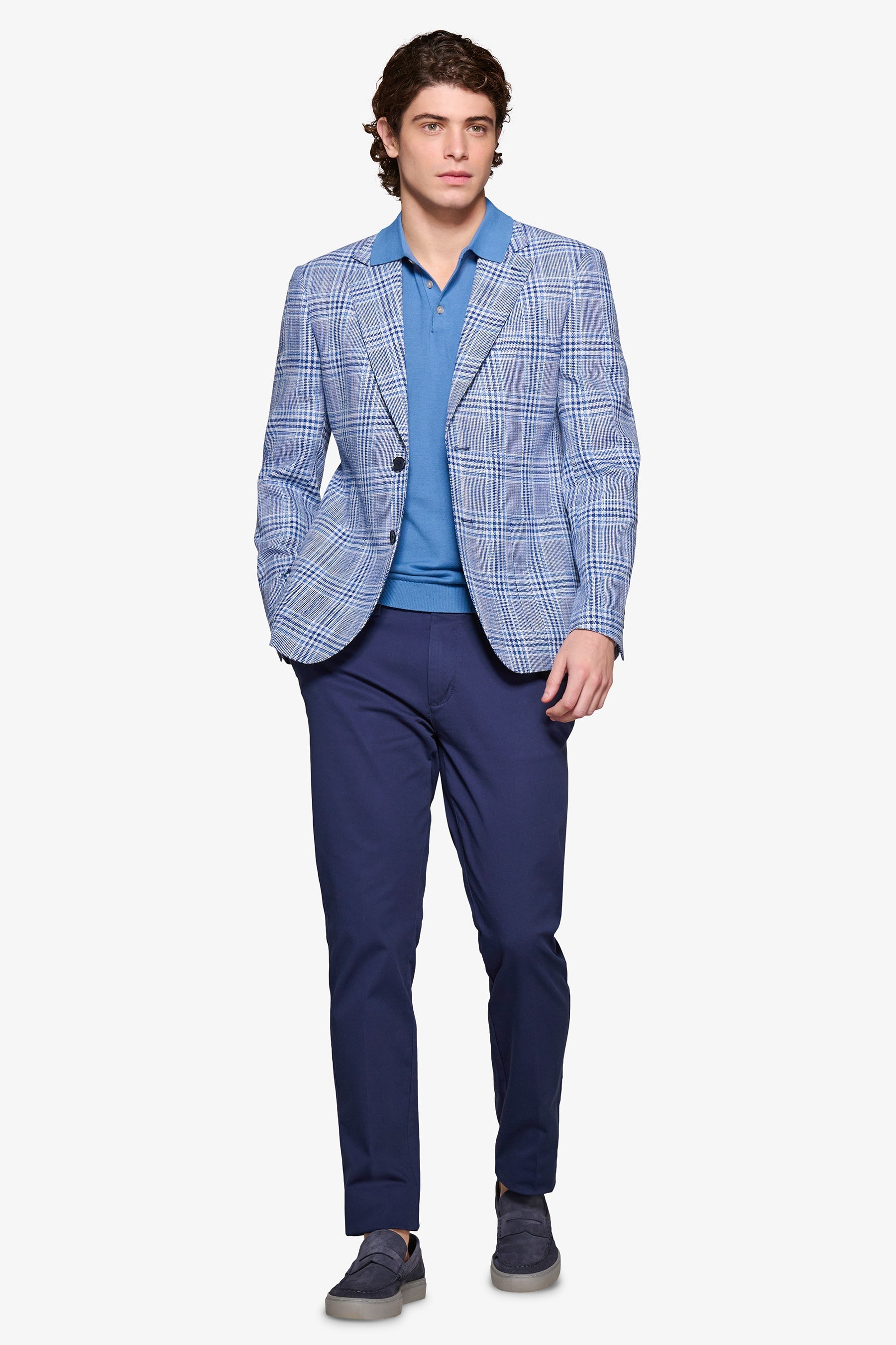 Giacca a quadri celeste-Dan John