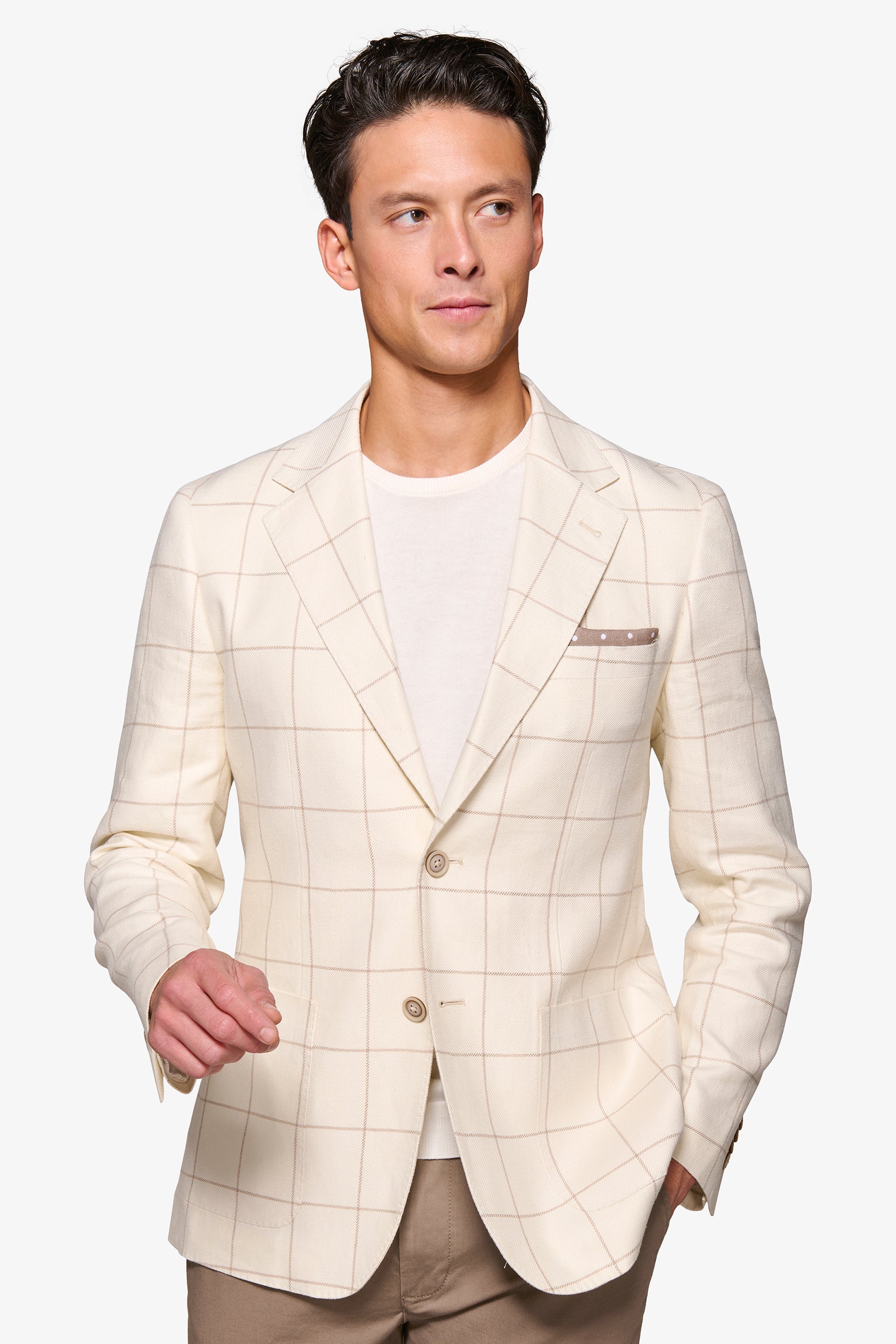 Giacca a quadri panna slim-Dan John