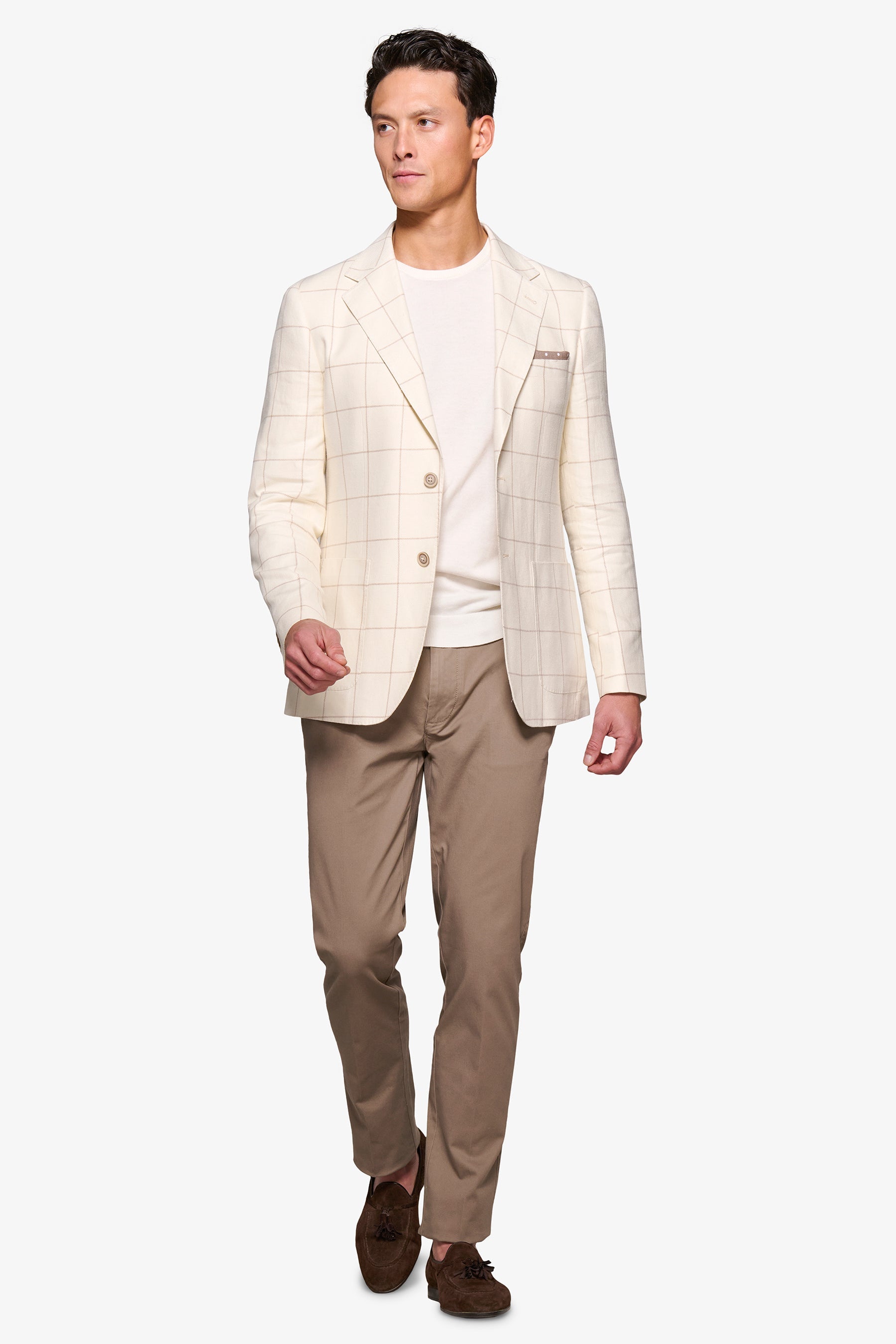 Giacca a quadri panna slim-Dan John