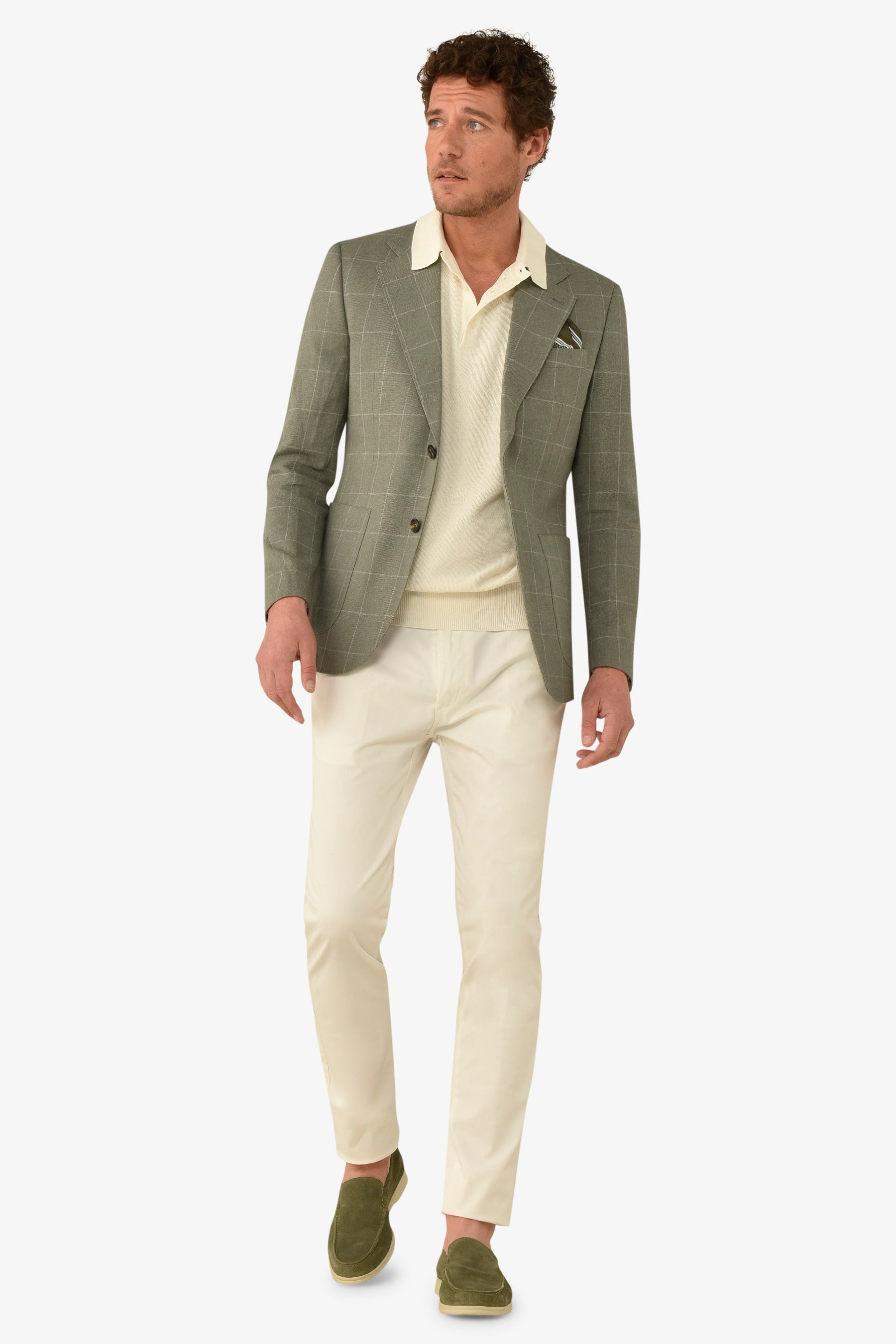 Giacca a quadri verde slim-Dan John