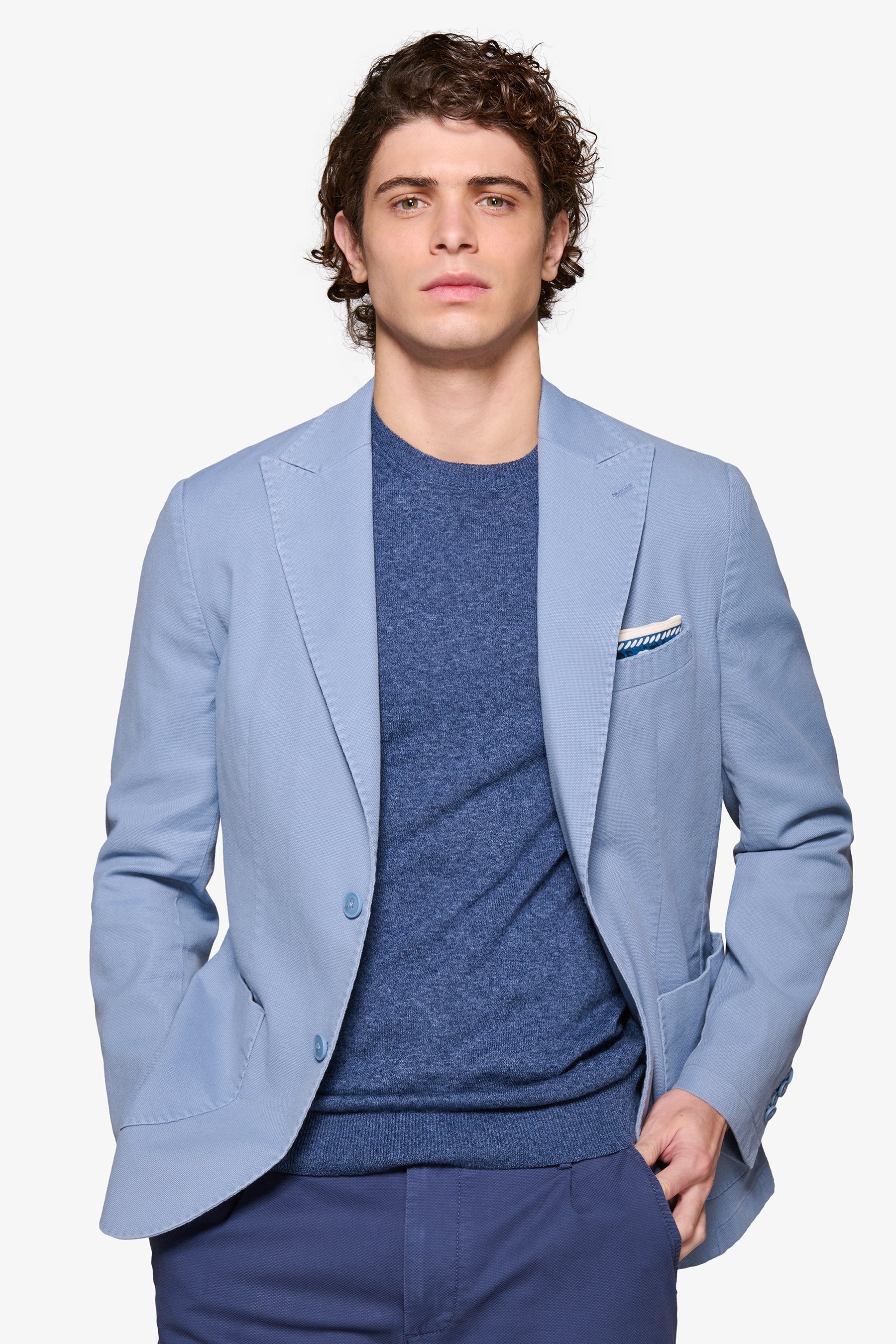 Giacca armaturata rever a lancia celeste-Dan John