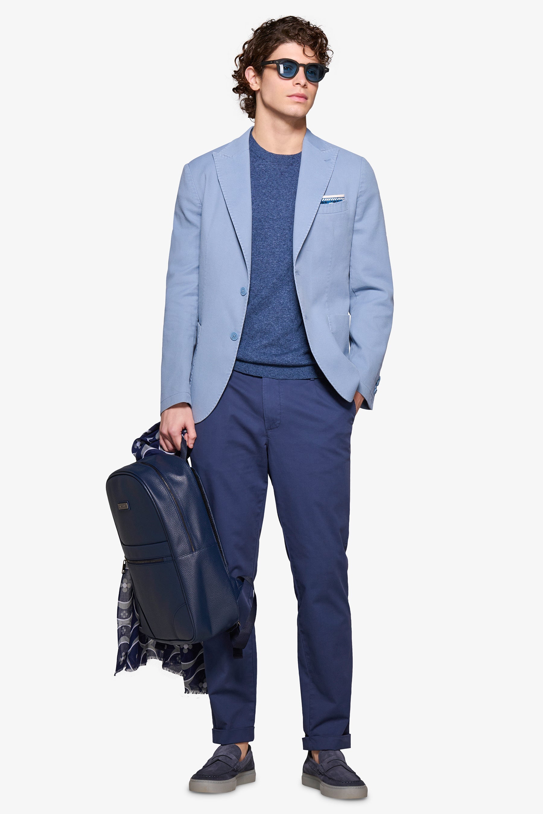 Giacca armaturata rever a lancia celeste-Dan John