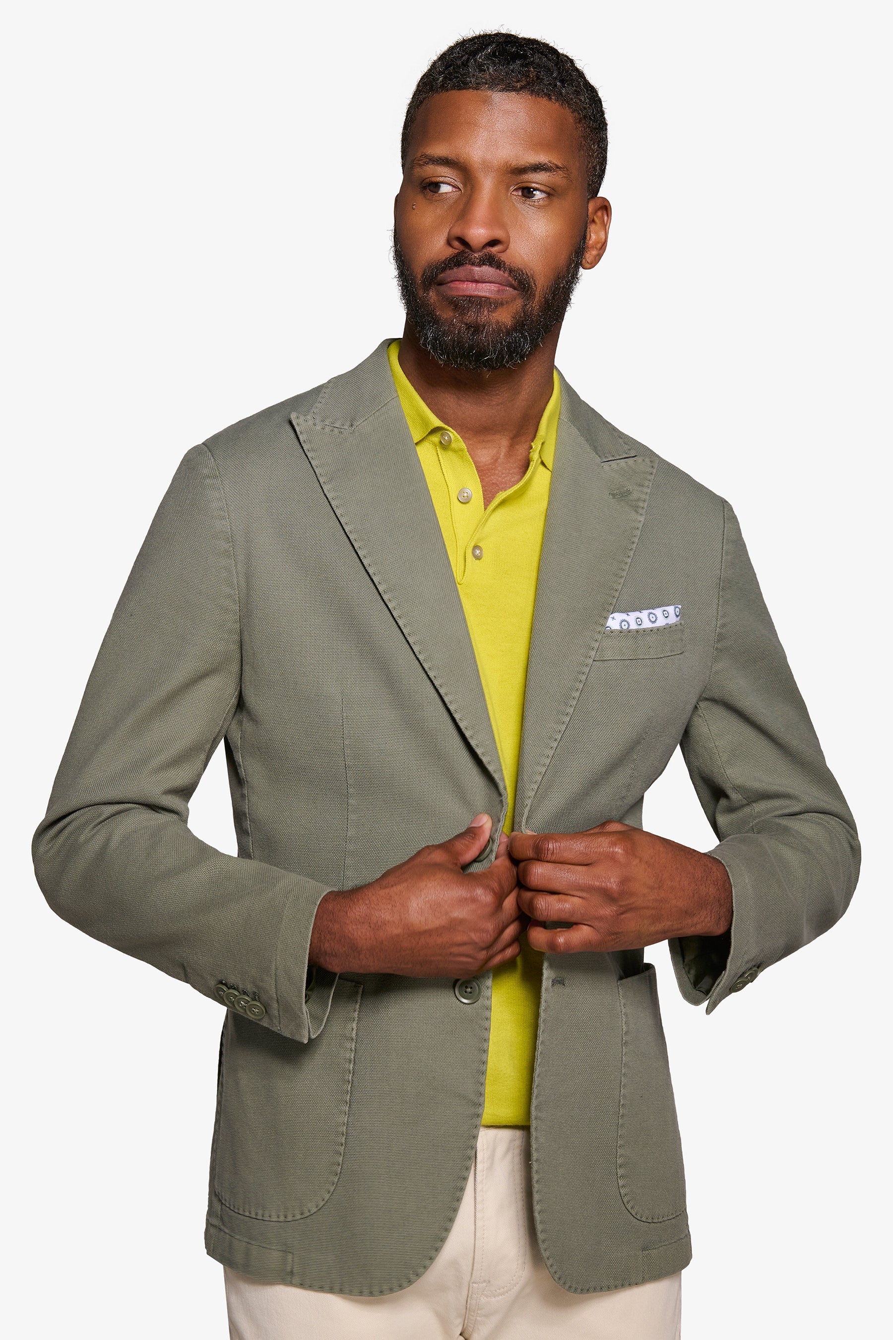 Giacca armaturata rever a lancia verde-Dan John