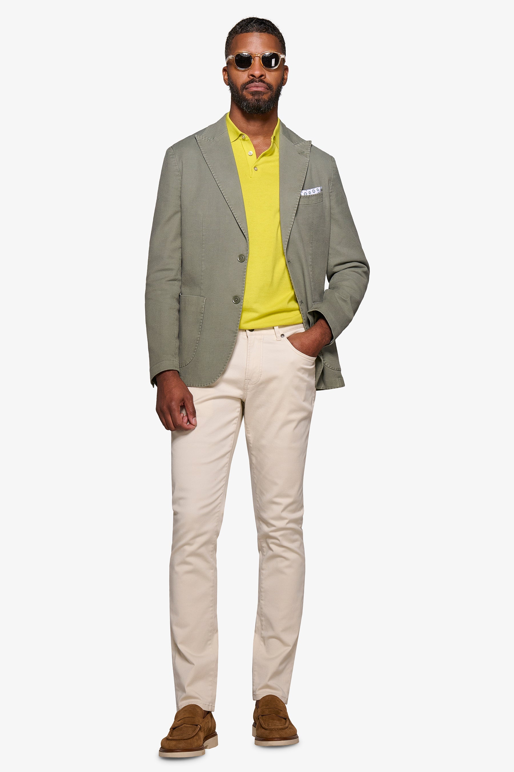 Giacca armaturata rever a lancia verde-Dan John