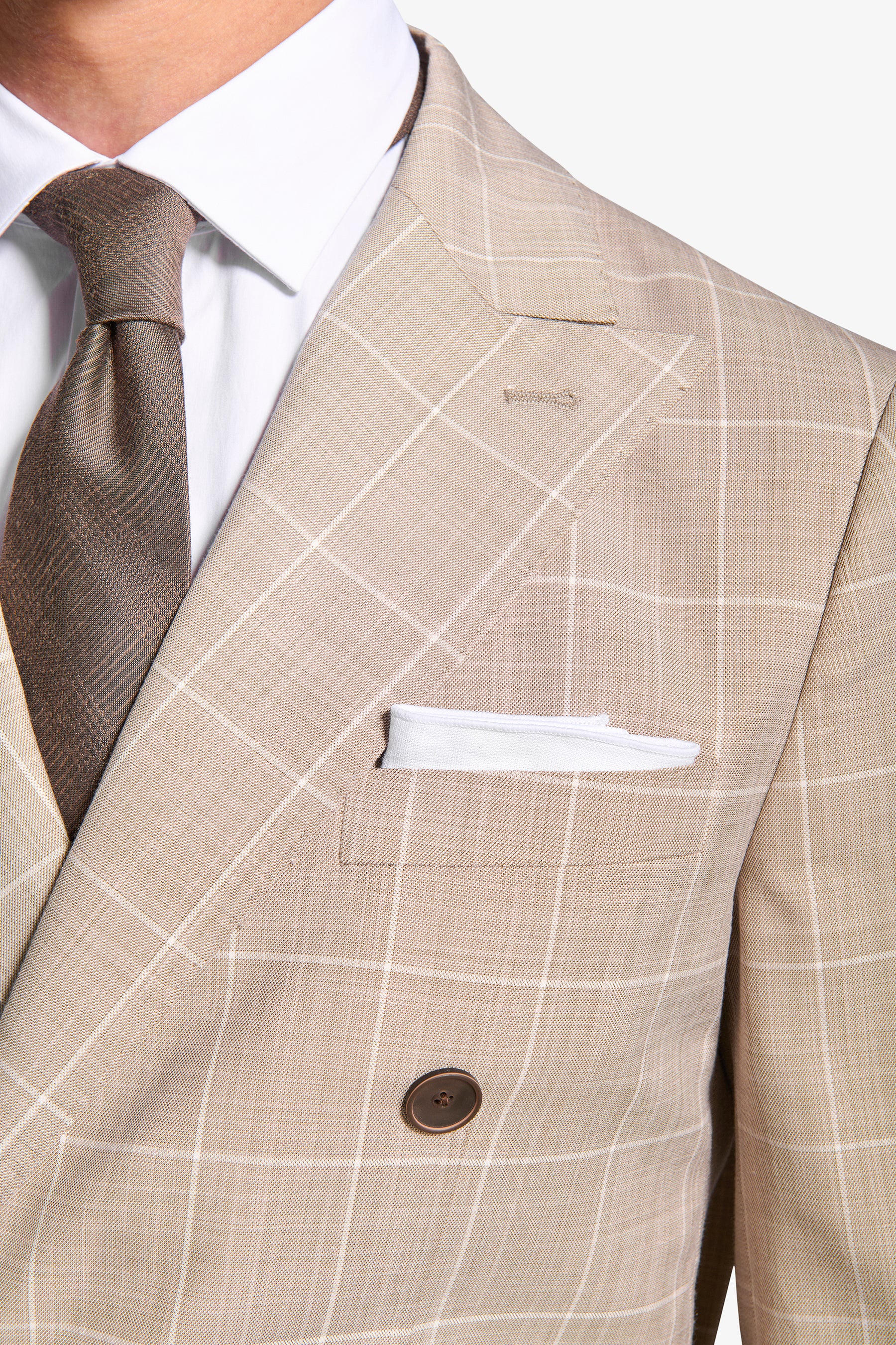 Giacca da abito doppiopetto finestrata beige-Dan John