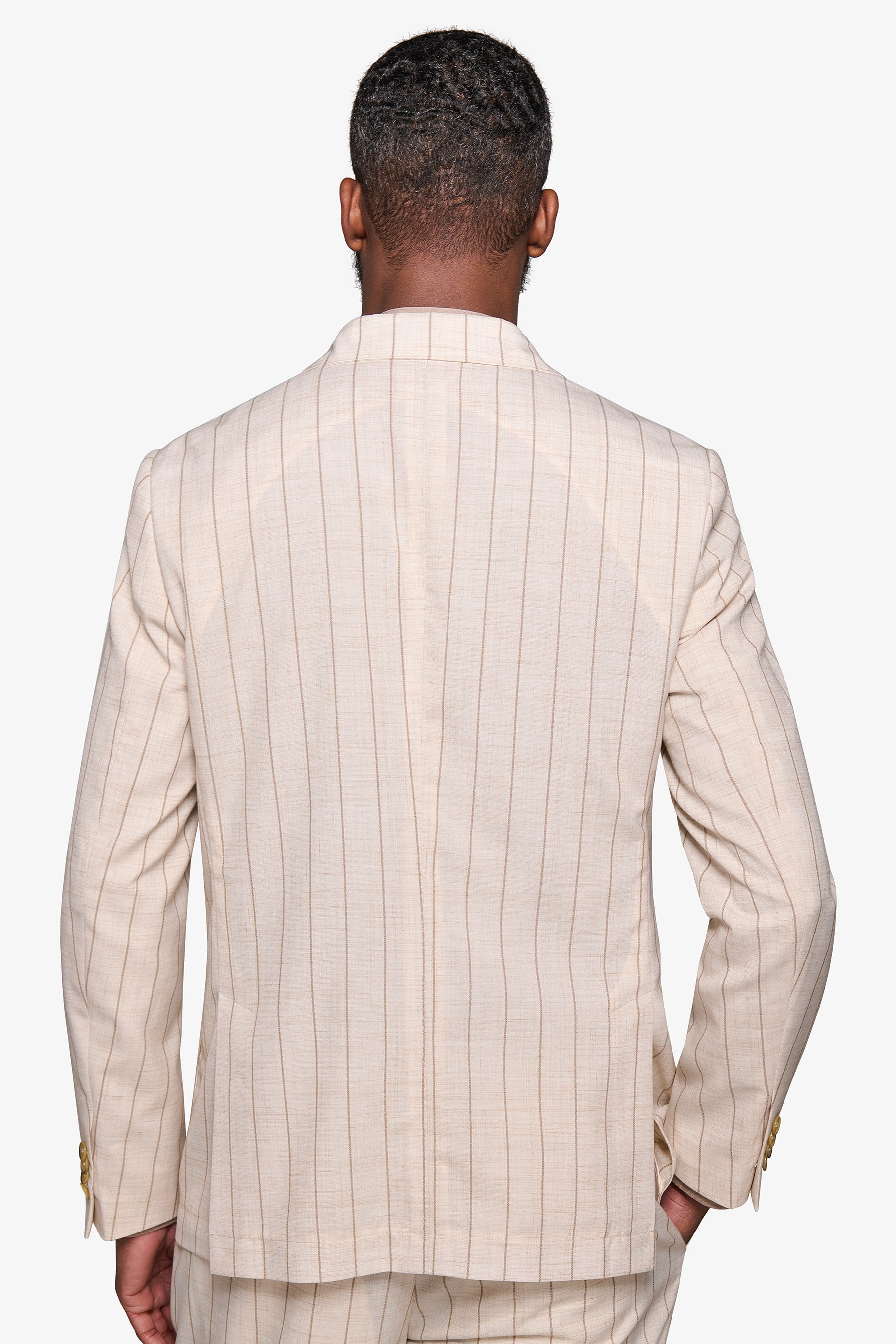 Giacca da abito doppiopetto gessata melange panna-Dan John