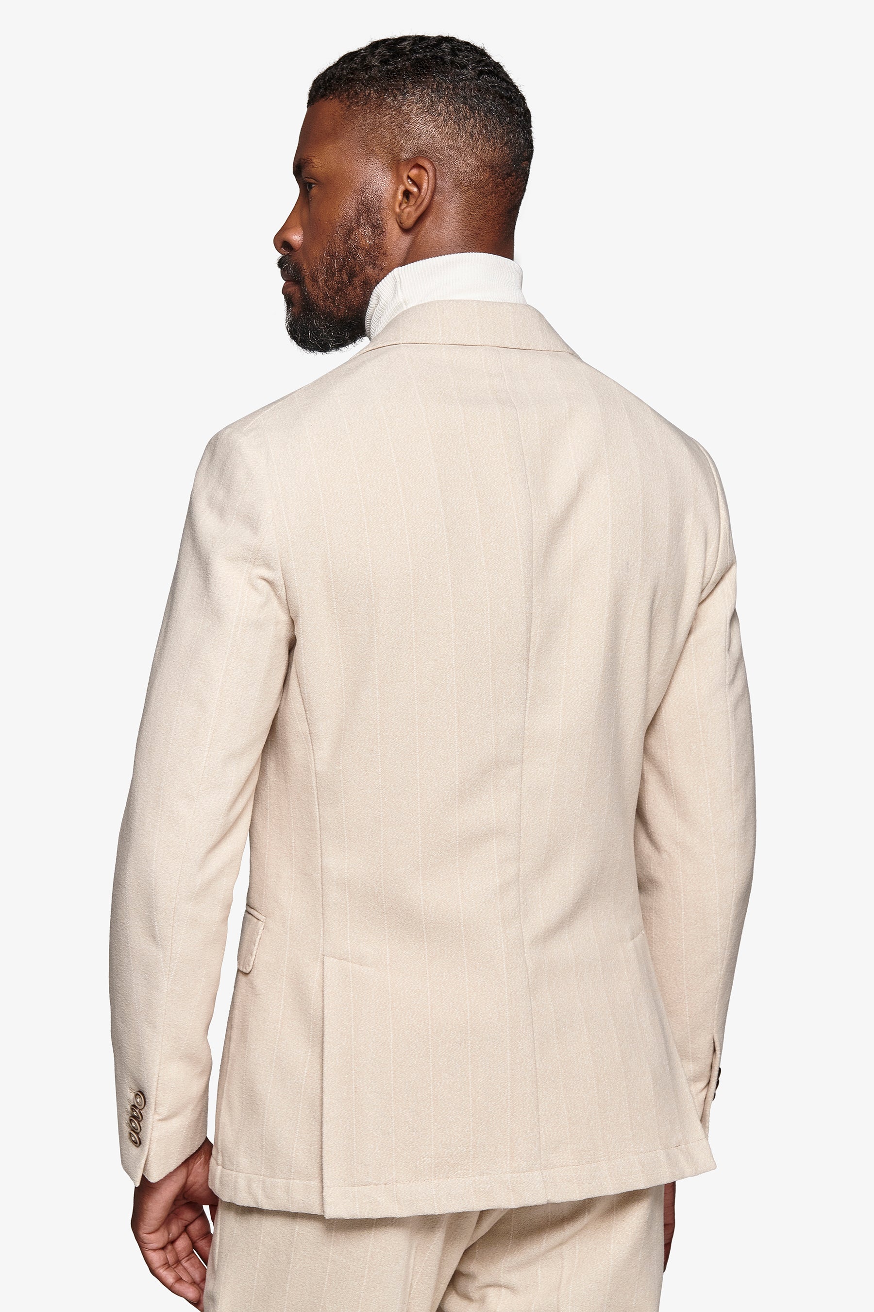 Giacca da abito doppiopetto gessato panna-Dan John