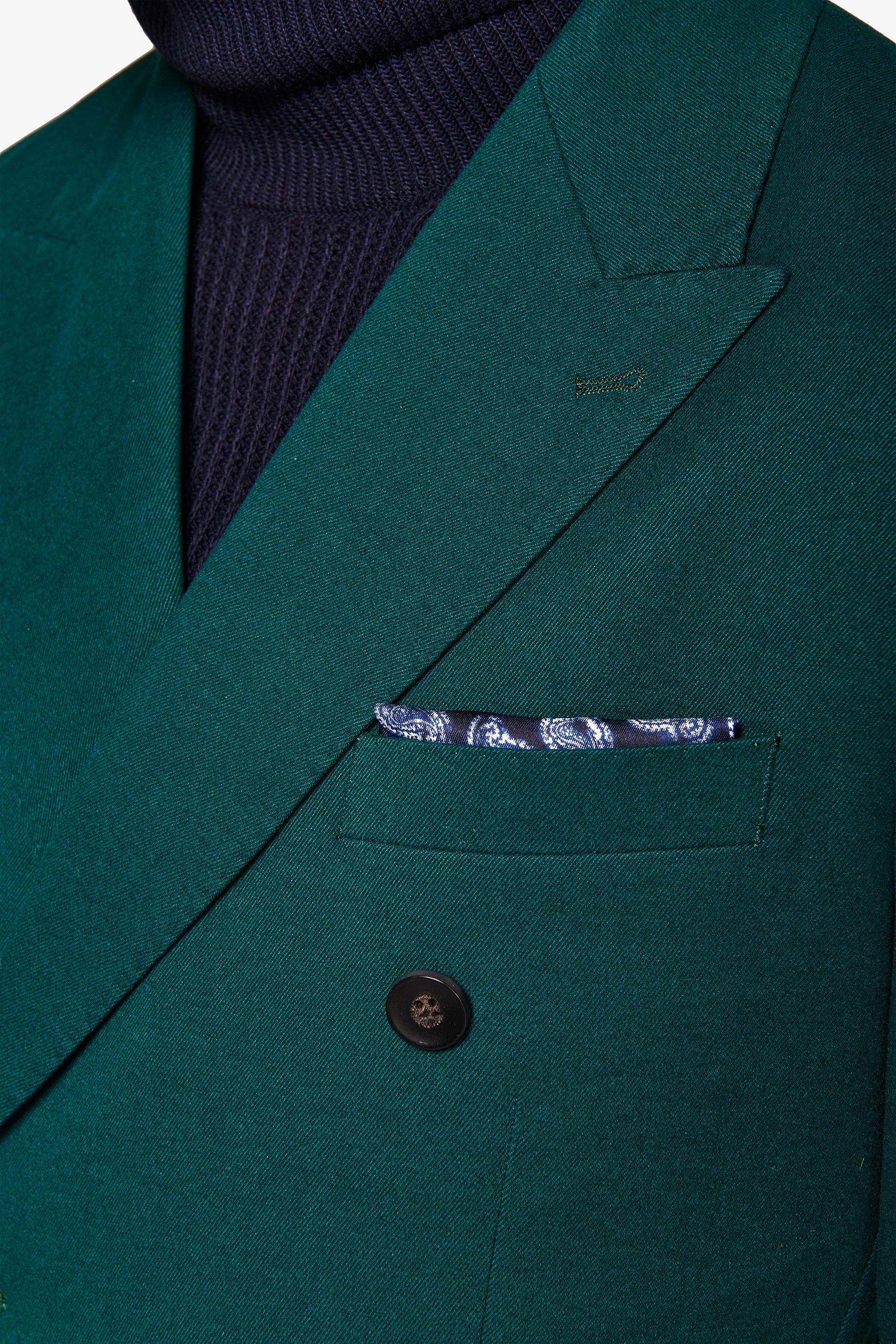 Giacca da abito doppiopetto in panno ottanio slim-Dan John