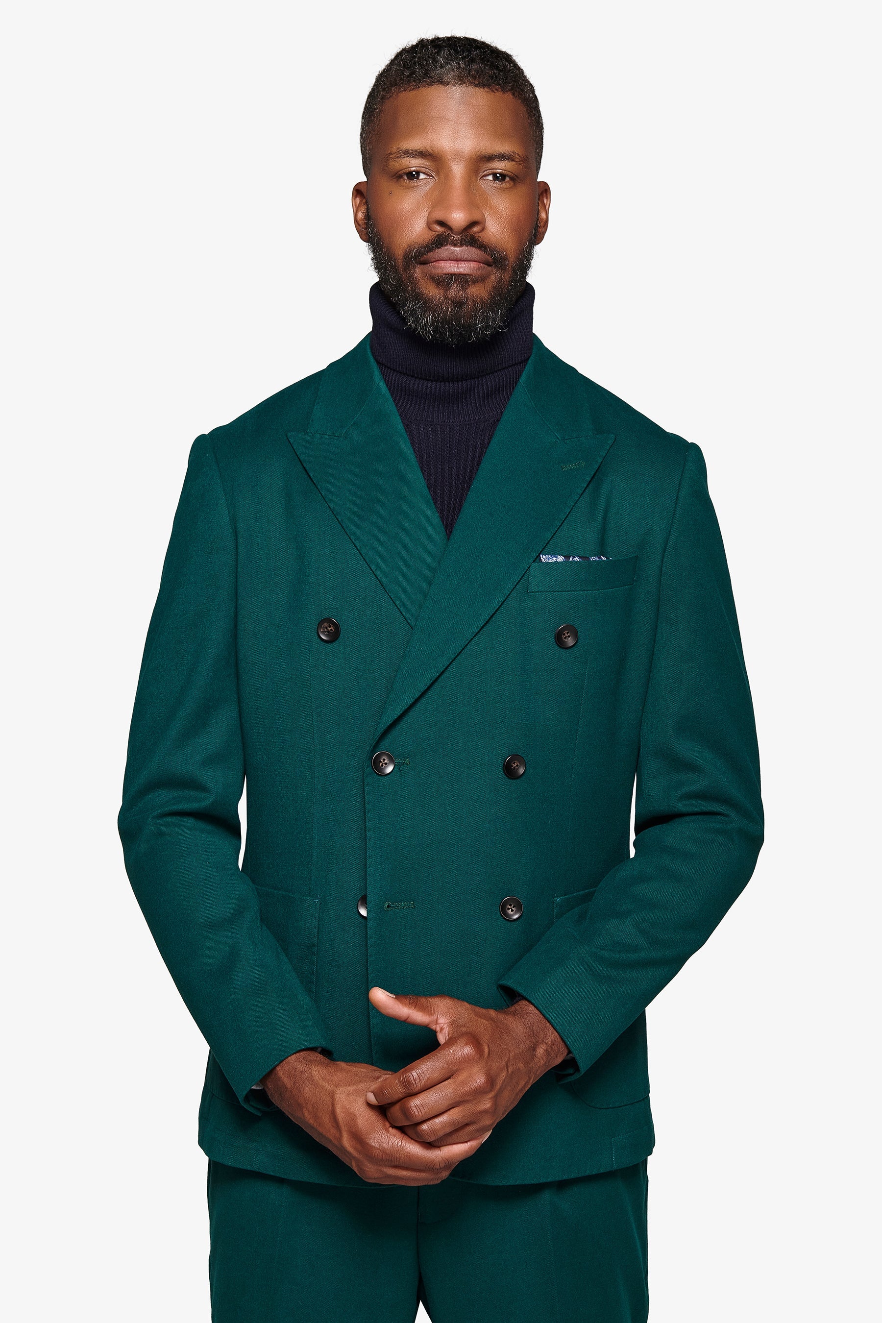 Giacca da abito doppiopetto in panno ottanio slim-Dan John