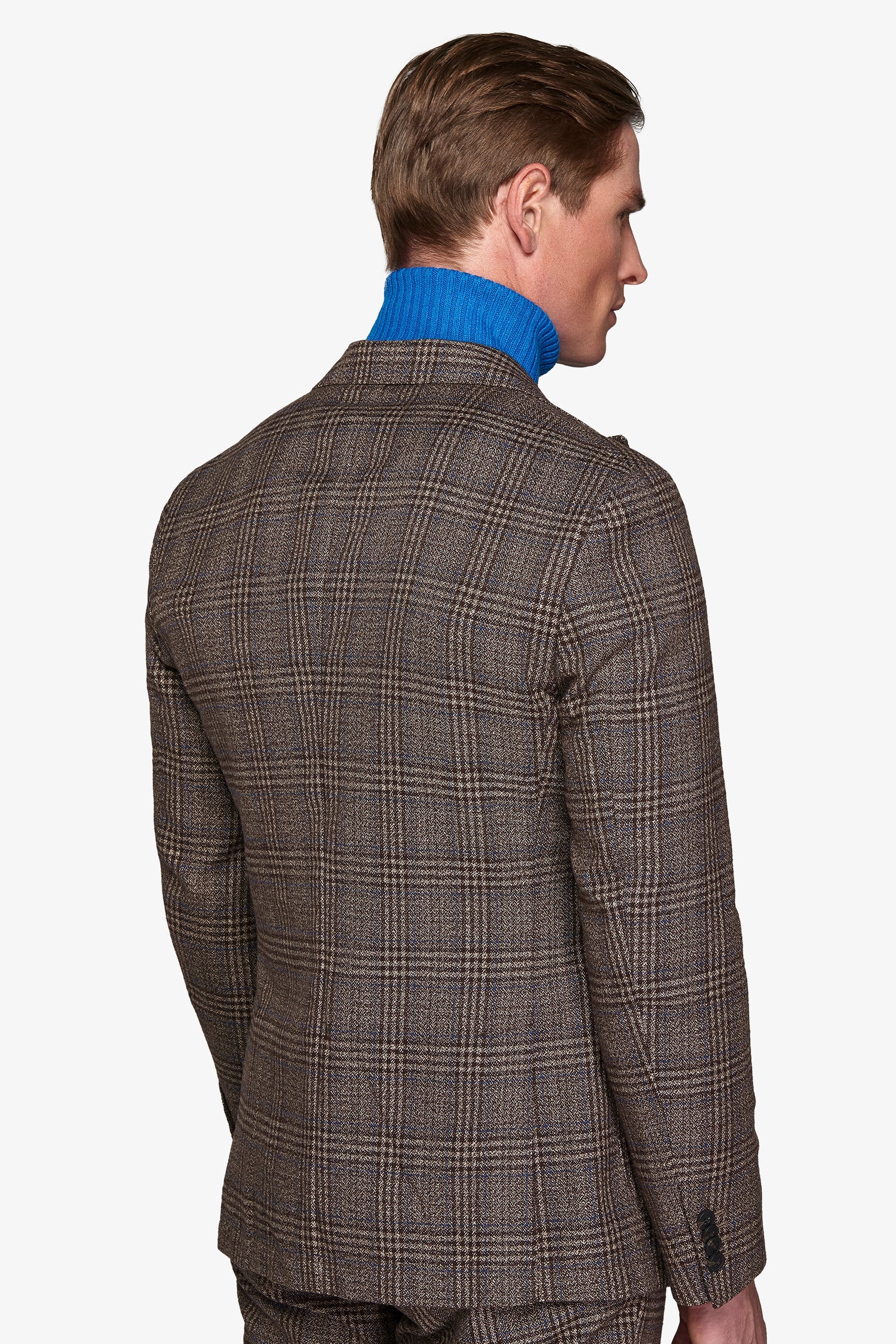 Giacca da abito fantasia overcheck castagna slim-Dan John