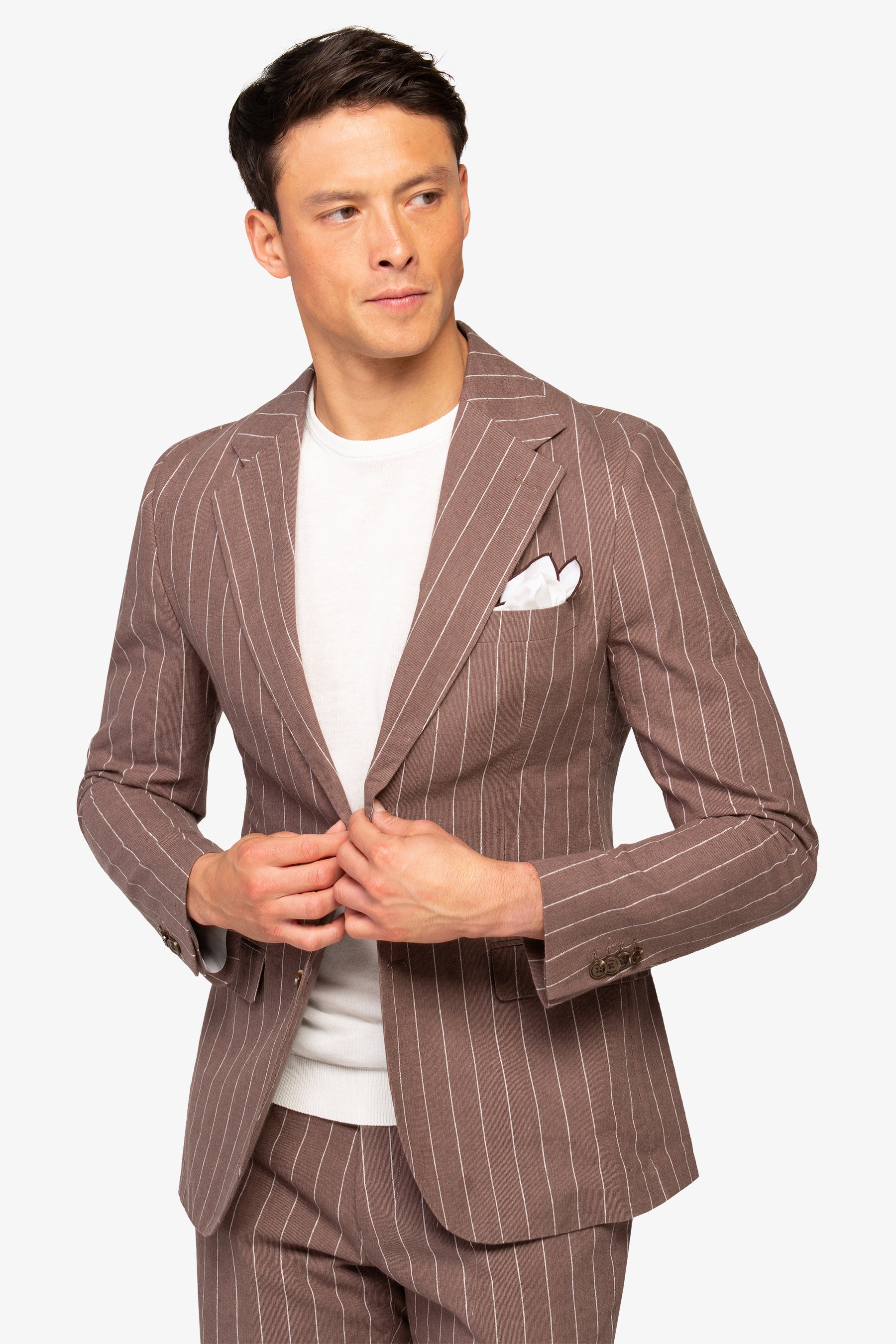 Giacca da abito gessata marrone slim-Dan John