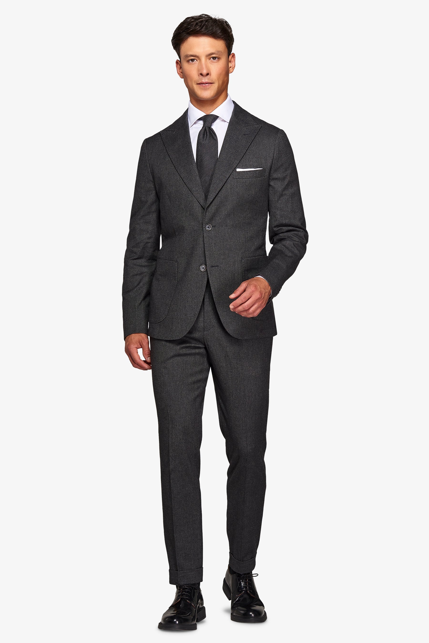 Giacca da abito in flanella melange nero-Dan John